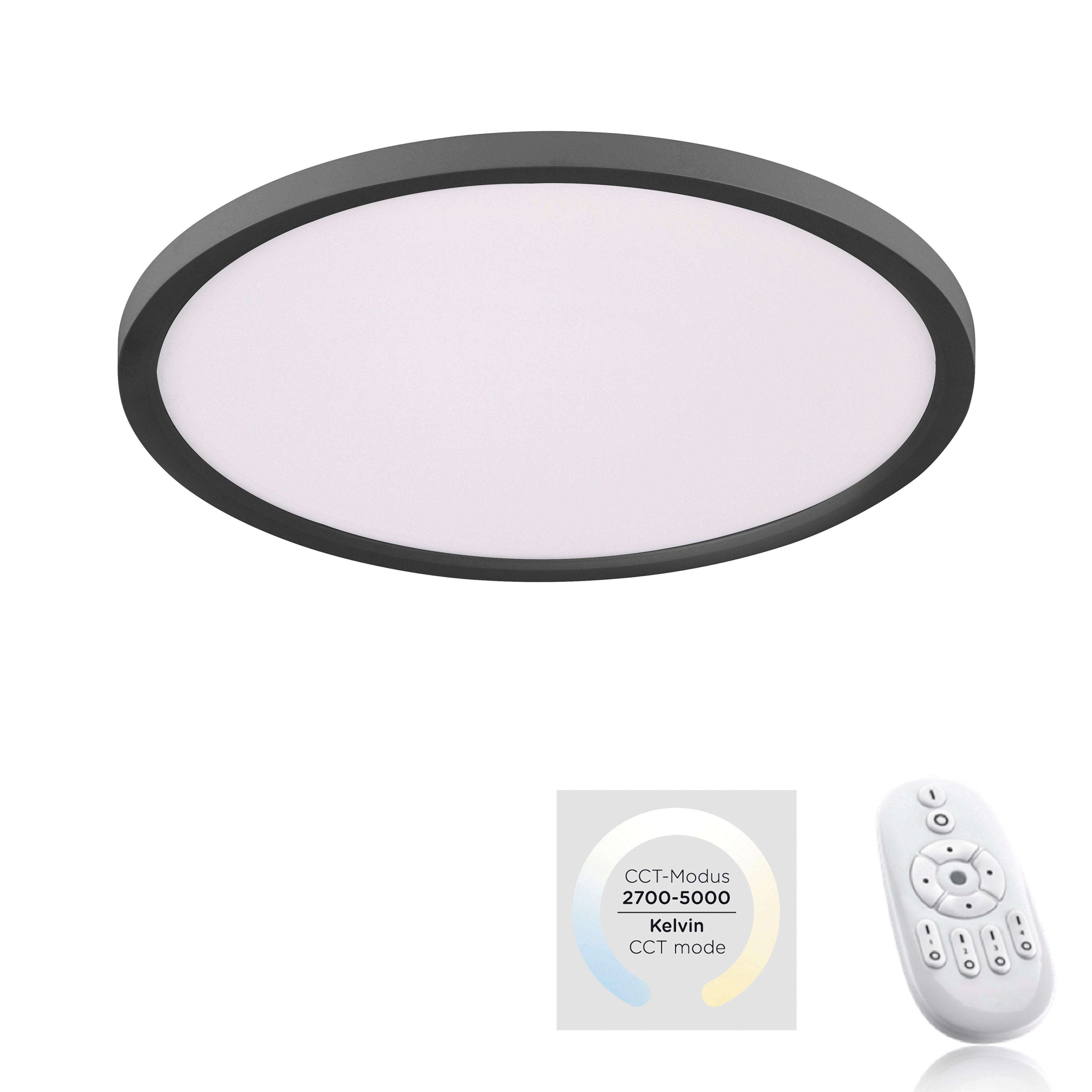 JUST LIGHT LED Deckenleuchte FLAT, Dimmfunktion, Memory, nach Trennung vom Netz, LED fest integriert, warmweiß - kaltweiß, dimmbar über Fernbedienung