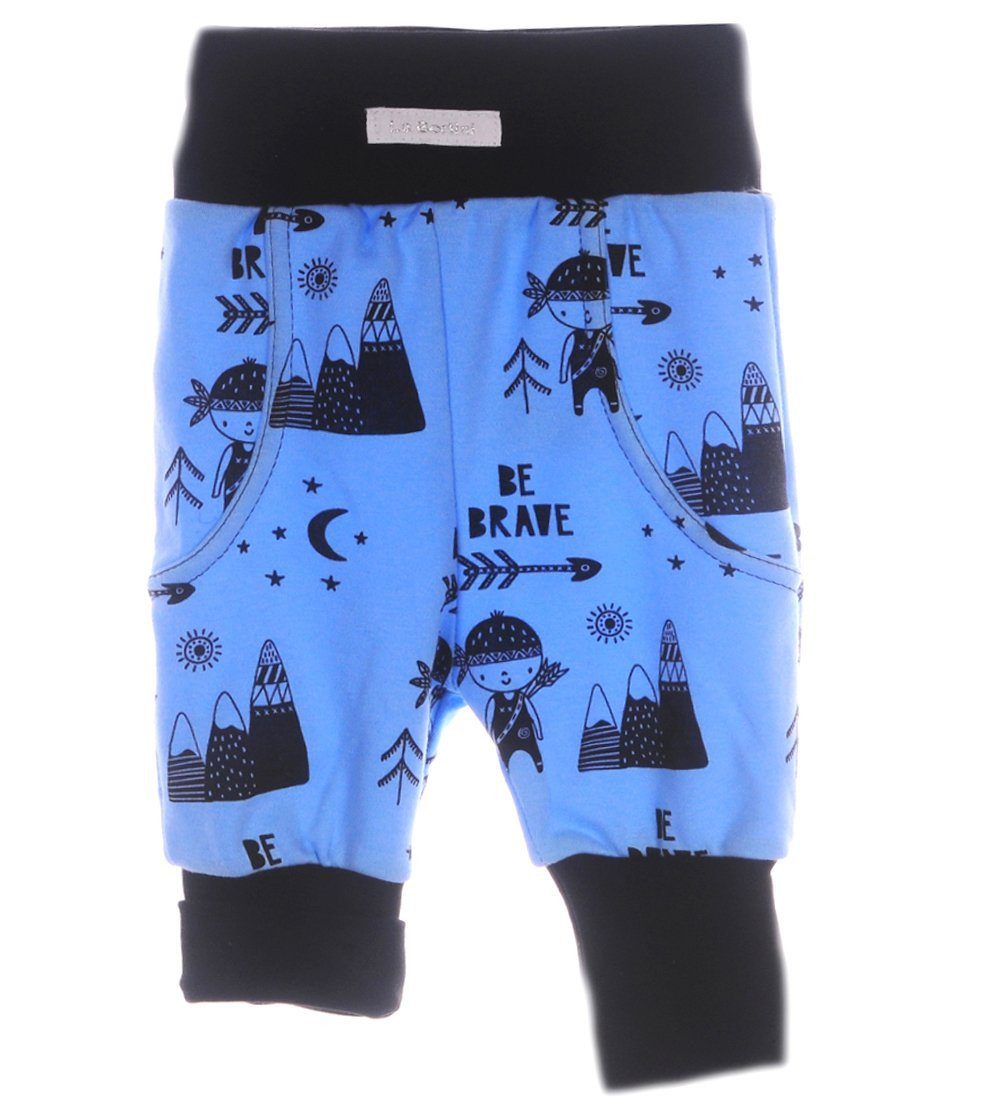 Stoffhose Baby Hose Mitwachshose Schlupfhose in Blau gemustert