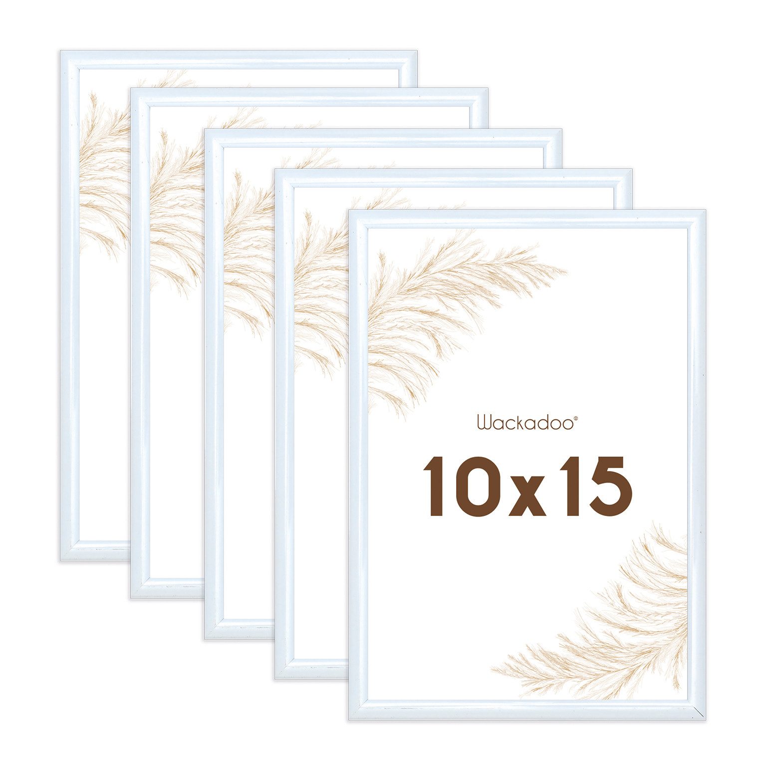 Wackadoo Living Bilderrahmen-Set Bilderrahmen mit Glasscheibe für Einzelbilder diverse Formate & Farben, (in Weiß, Schwarz, Silber oder Gold, moderner Kunststoffrahmen, 5 St), Fotowand, Puzzlerahmen, Dekoration, Poster, Collage für Fotos & Bilder