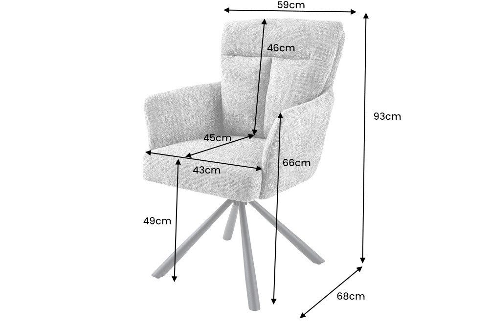 riess-ambiente Polsterstuhl BIG GEORGE grau – Strukturstoff, Metallgestell, mit Armlehnen (Einzelartikel, 1 St), 360° drehbar mit Federkern – ideal für bequemes – Bild 4 von 5