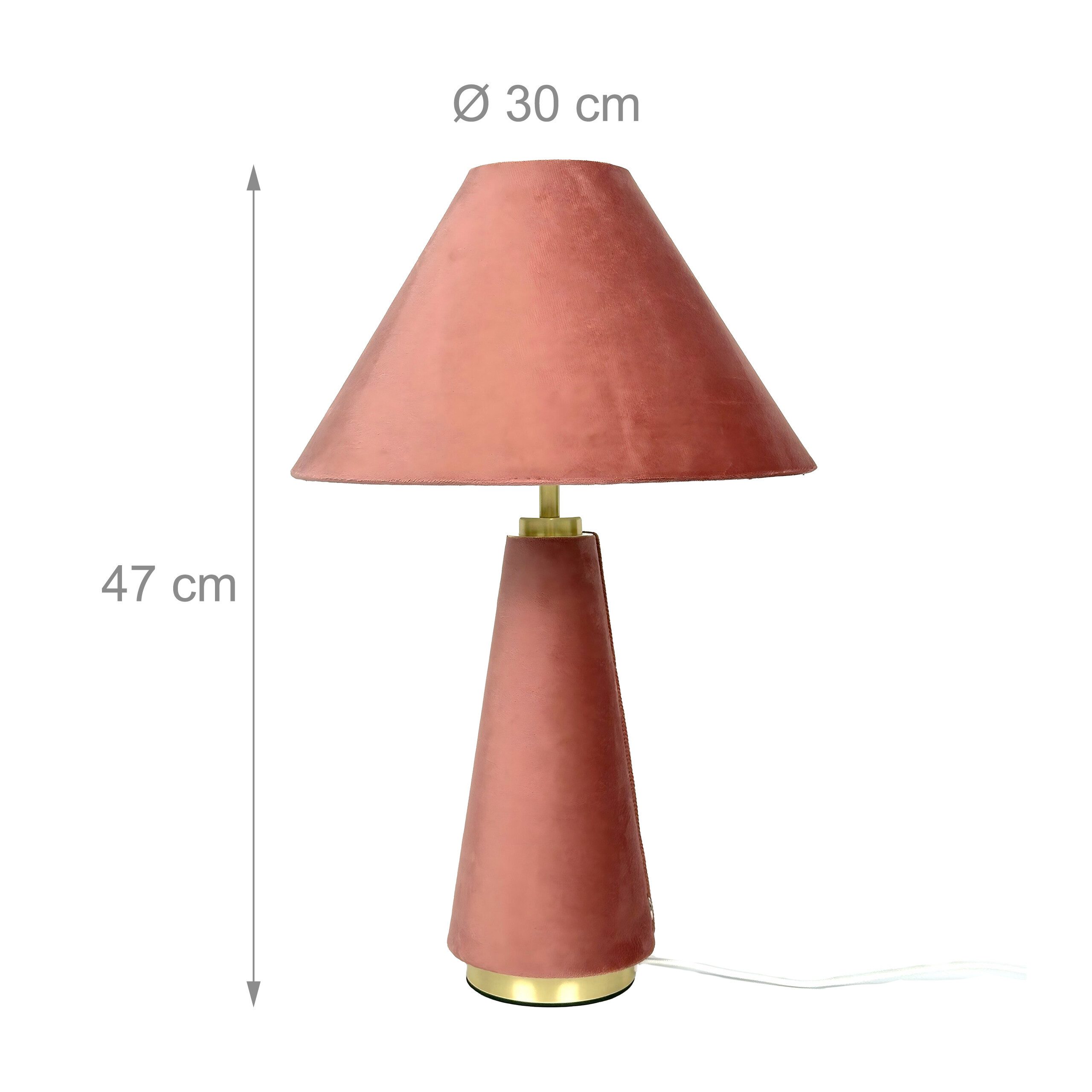relaxdays Nachttischlampe Tischlampe mit Samtschirm, Ein-/Ausschalter, ohne Leuchtmittel, A – Bild 4 von 5