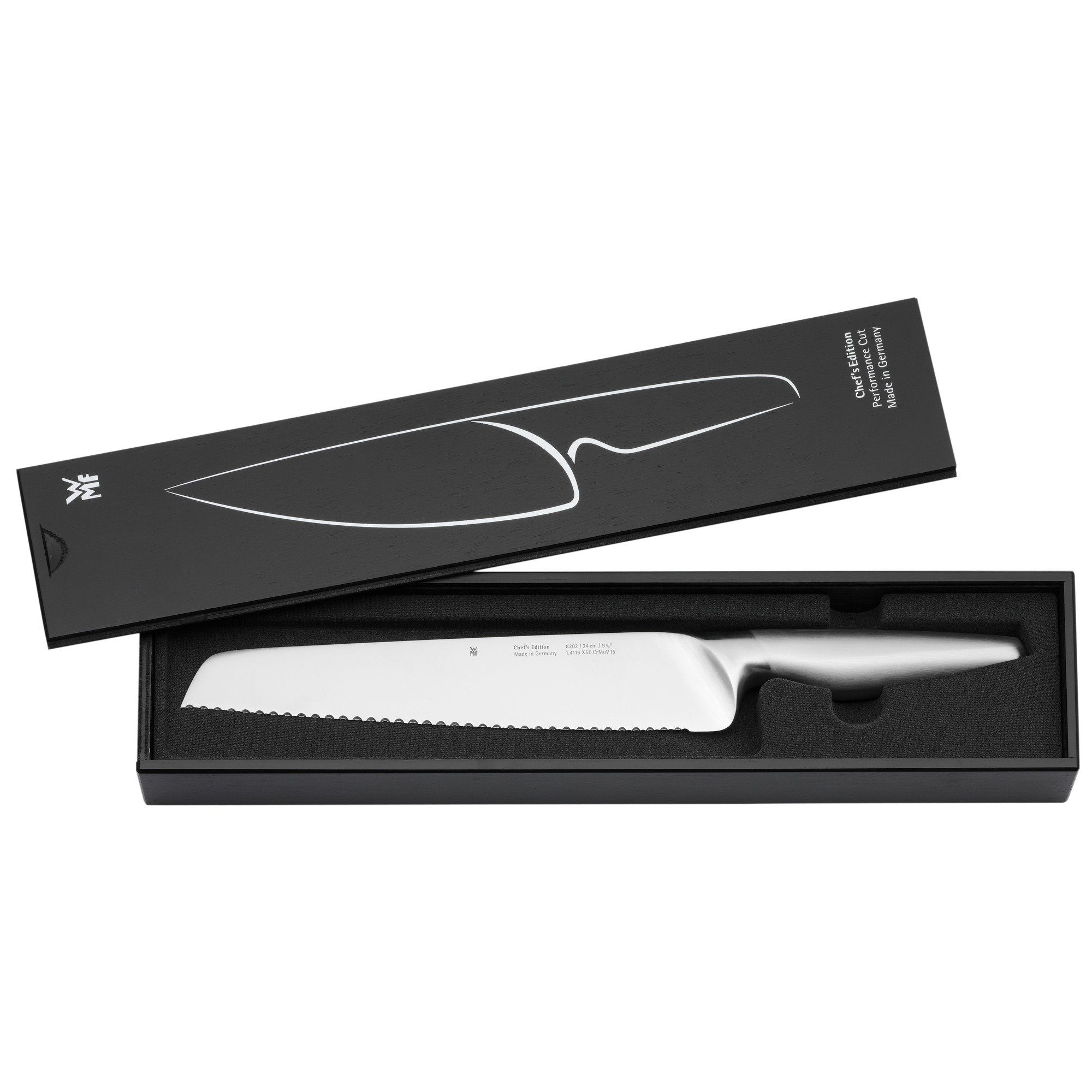 WMF Brotmesser Chef's Edition Brotmesser 24 cm, 1x Brotmesser mit Wellenschliff in edler Geschenkkassette aus Holz