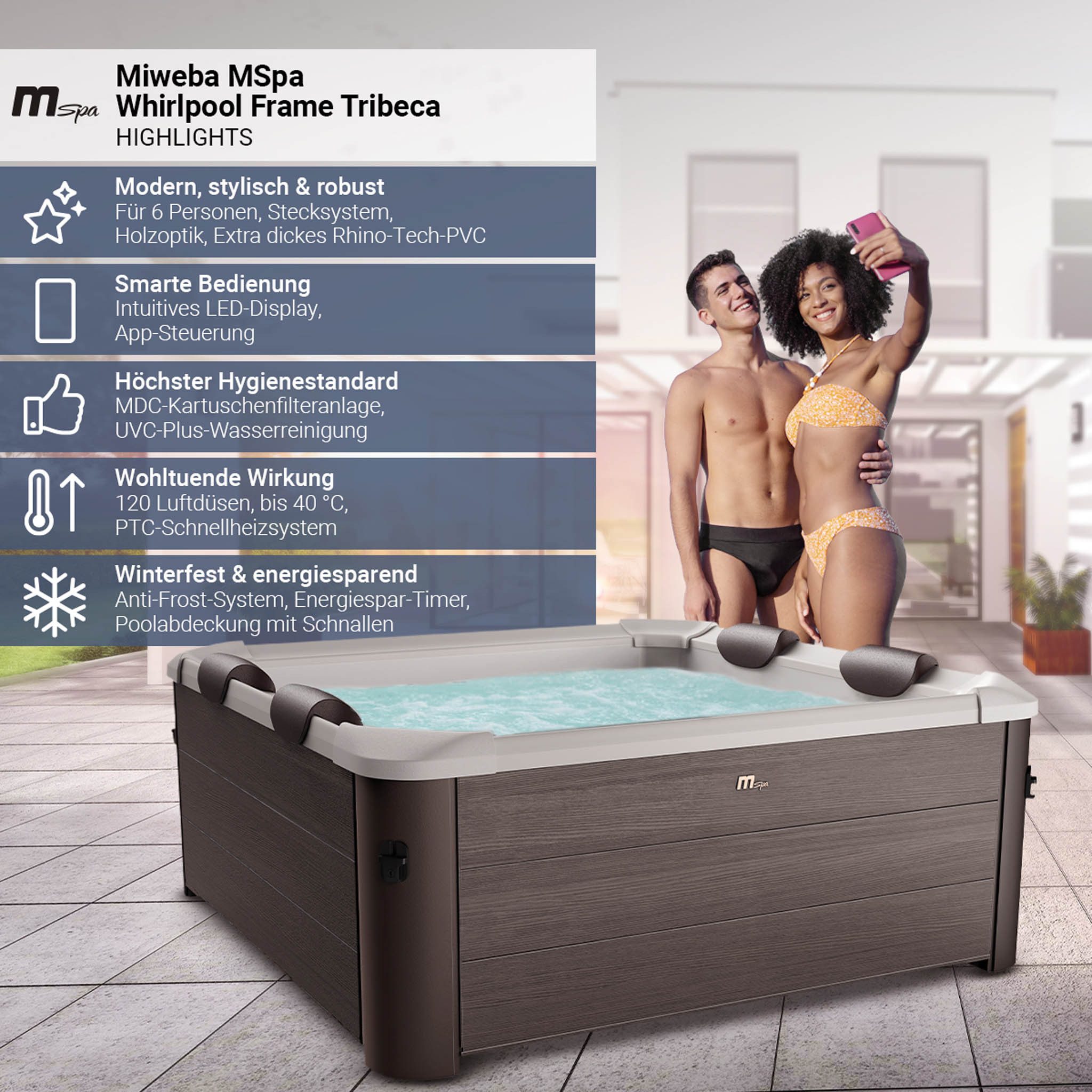 mSpa Whirlpool Frame Tribeca F-TR062W - 6 Personen, (Whirpool Outdoor 6 Per günstig online kaufen