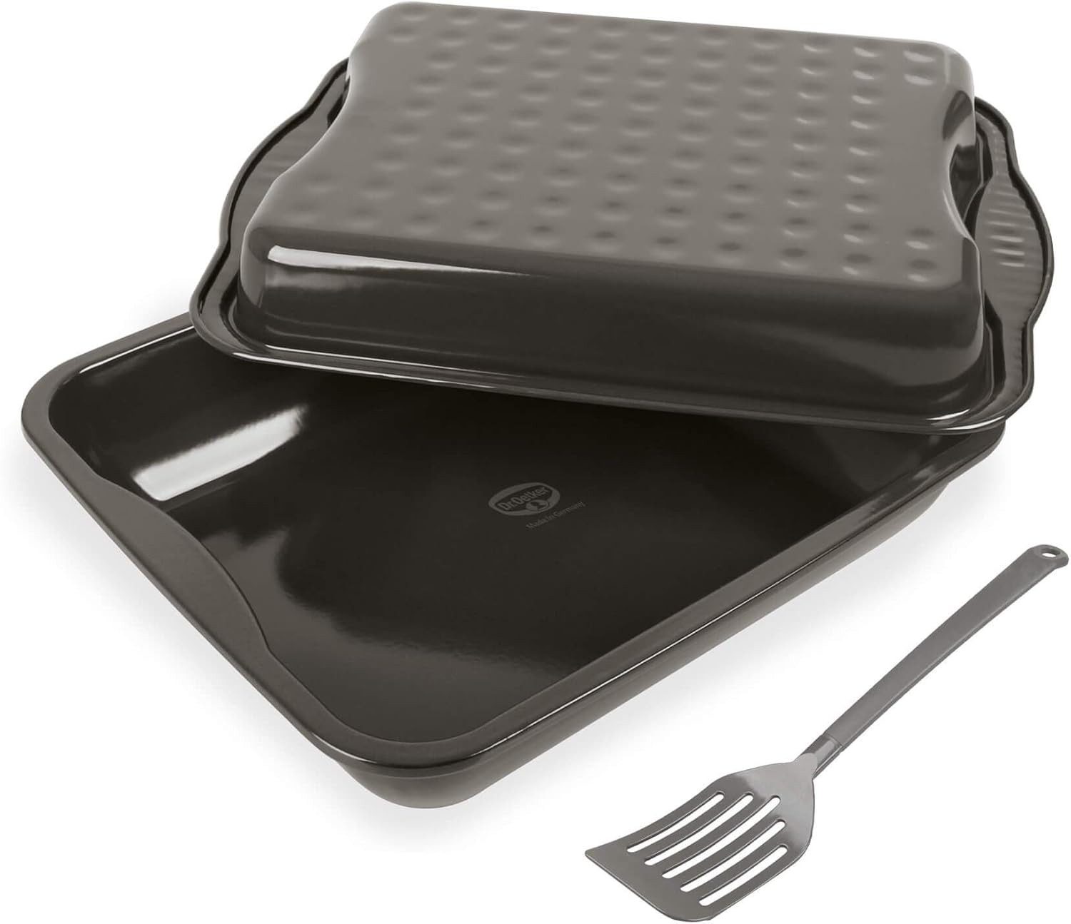 Dr. Oetker Küchenhelfer Auflaufform Dr.Oetker EXCLUSIVE XXL Bräter mit Deckel Emaille 42x34cm Bratform