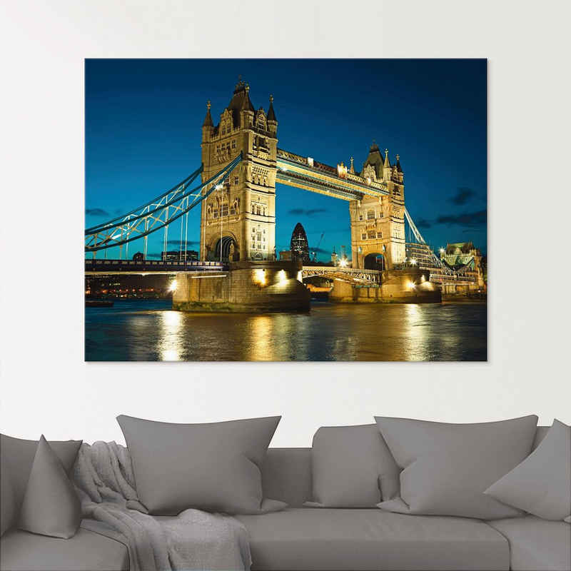 Artland Glasbild Tower Bridge Abenddämmerung London, Brücken (1 St), in verschiedenen Größen
