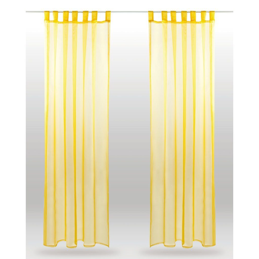Vorhang, Gardinenset Bestlivings, Voile, Schlaufenschals St), Gelb 2 transparent, "Transparent", (2 Schlaufen