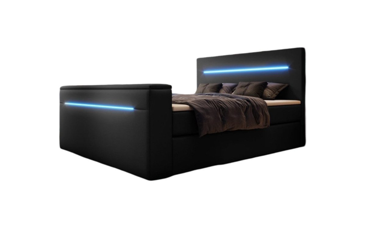Luxusbetten24 Boxspringbett Sejour, mit TV Lift, RGB und Stauraum