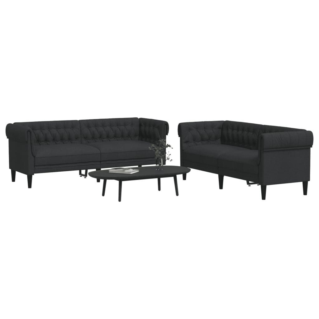 vidaXL Sofa 2-tlg. Sofagarnitur Schwarz Stoff günstig online kaufen