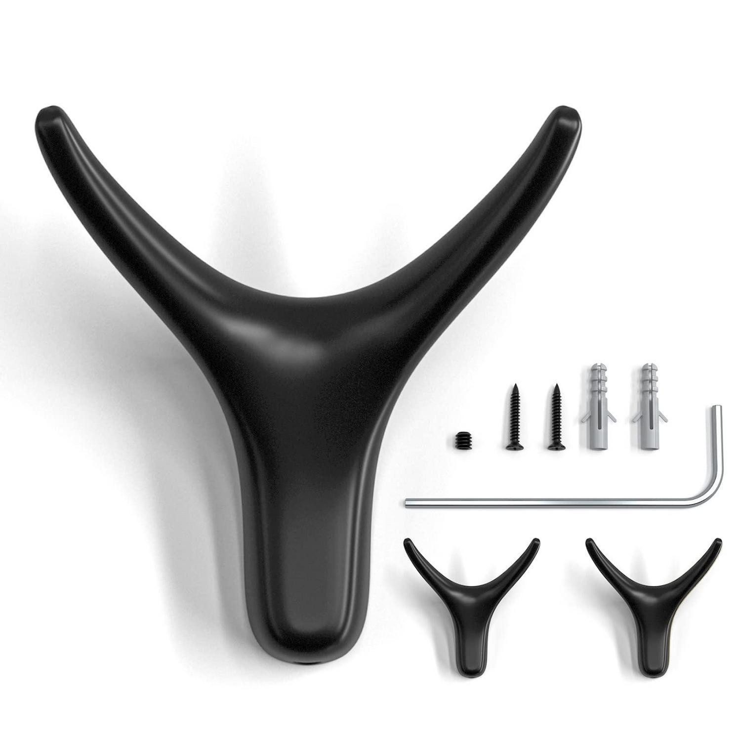 LuxusKollektion Wandhaken Kleiderhaken Metall 3er-Set Schwarz