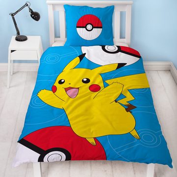 Kinderbettwäsche Pokemon Bettwäsche Outlined Linon / Renforcé, BERONAGE, 100% Baumwolle, 2 teilig, 135x200 + 80x80 cm