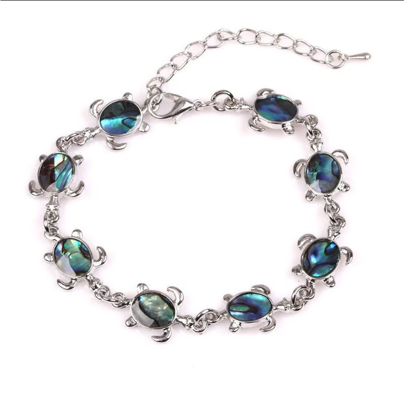 KARMA Armband Schildkröte Silber Abalone Muscheln Damenarmband (Strandschmuck Urlaubsschmuck), modern Damenschmuck Muschelarmband