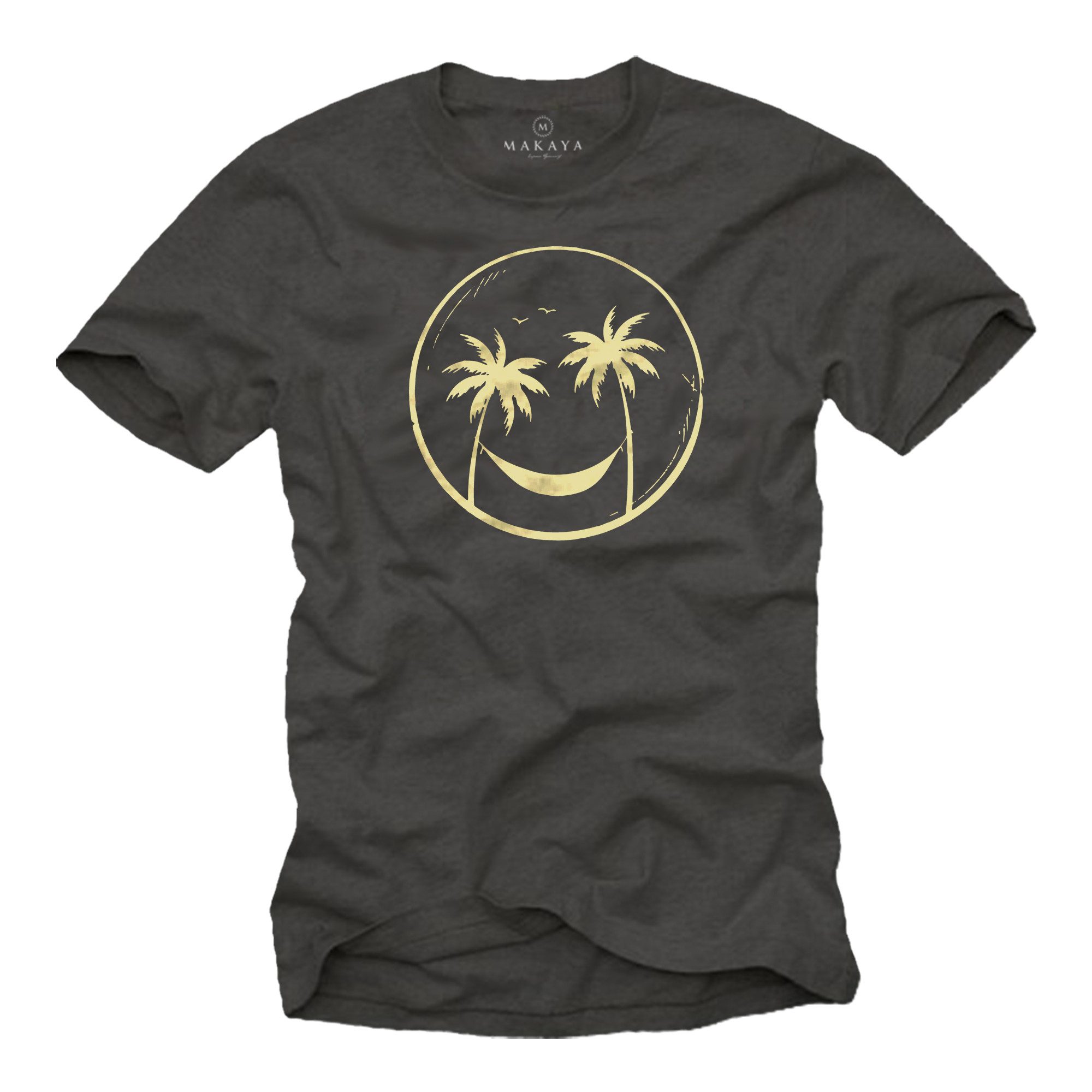 MAKAYA T-Shirt Lustiges Printshirt für Herren – Palmen, Sonne & Strand-Motiv (Schwarz, Blau, Grün, Grau, Blaugrau, S, M, L, XL, XXL, XXXL, XXXXL, XXXXXL) Baumwolle