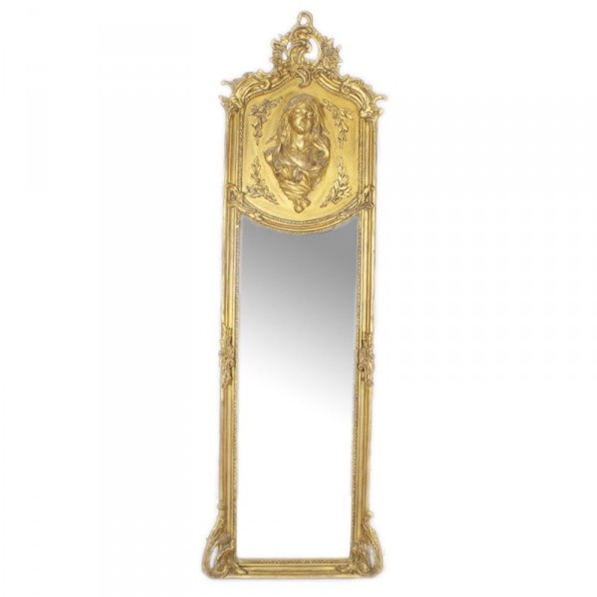 Casa Padrino Barockspiegel Luxus Barock Wandspiegel Madonna Gold 175 x 55 cm - Massiv und Schwer - Antik Stil Spiegel