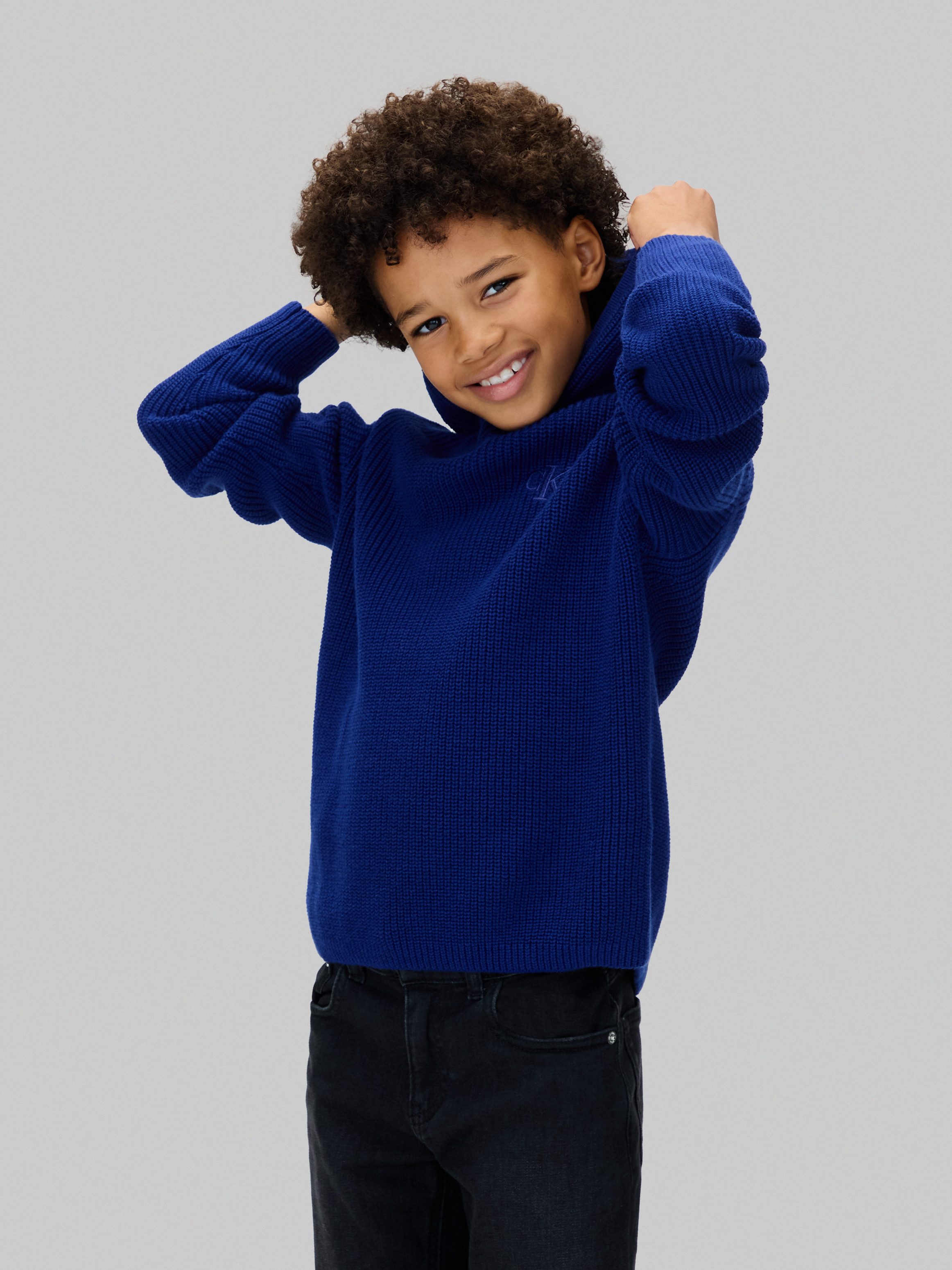 Calvin Klein Jeans Strickpullover RIB KNIT HOODIE für Kinder bis 16 Jahre, mit Kapuze