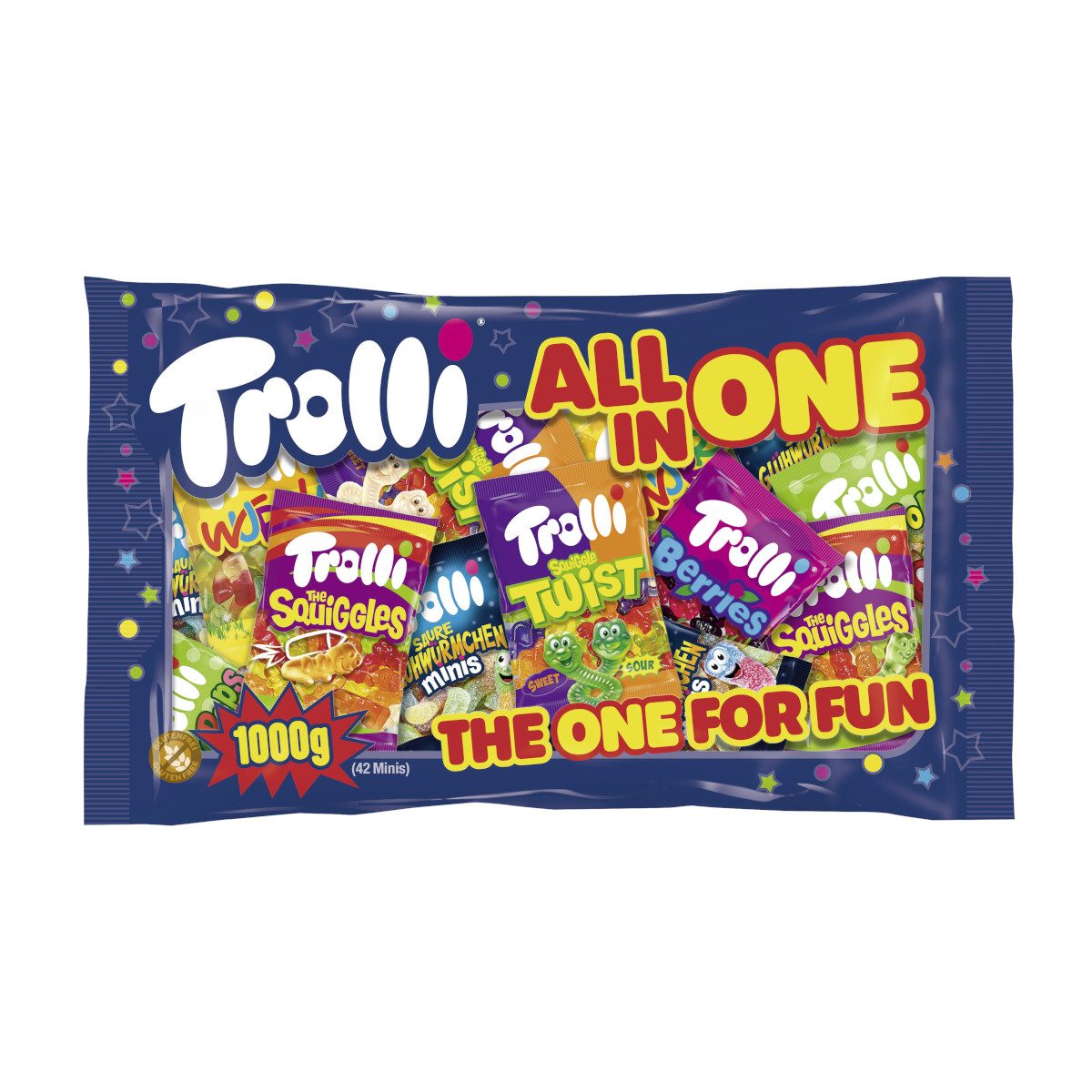 TROLLI Süßigkeit, Trolli All in One the One for Fun Mix bunter Fruchtgummi Spaß 1000g