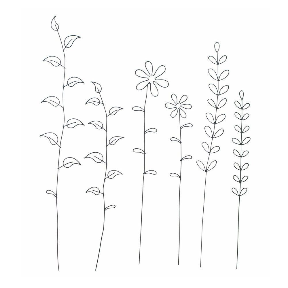 Home-trends24.de Gartenstecker Blumenstecker Stecker Blumen Blätter Metall Deko 6er Set Blumentopf