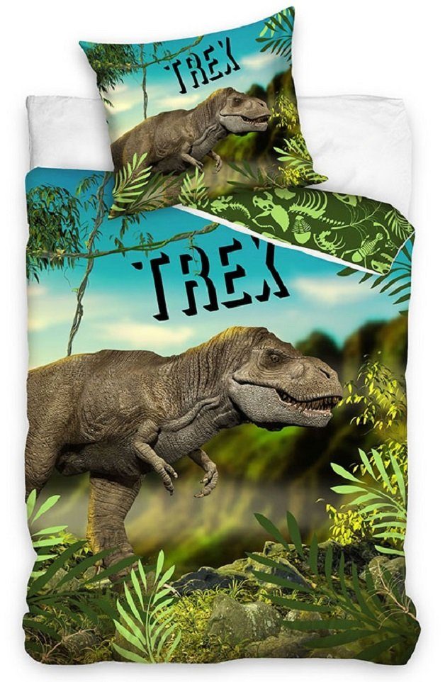 One Home Bettwäsche TREX, Renforcé, 2 teilig, mit Dinosaurier