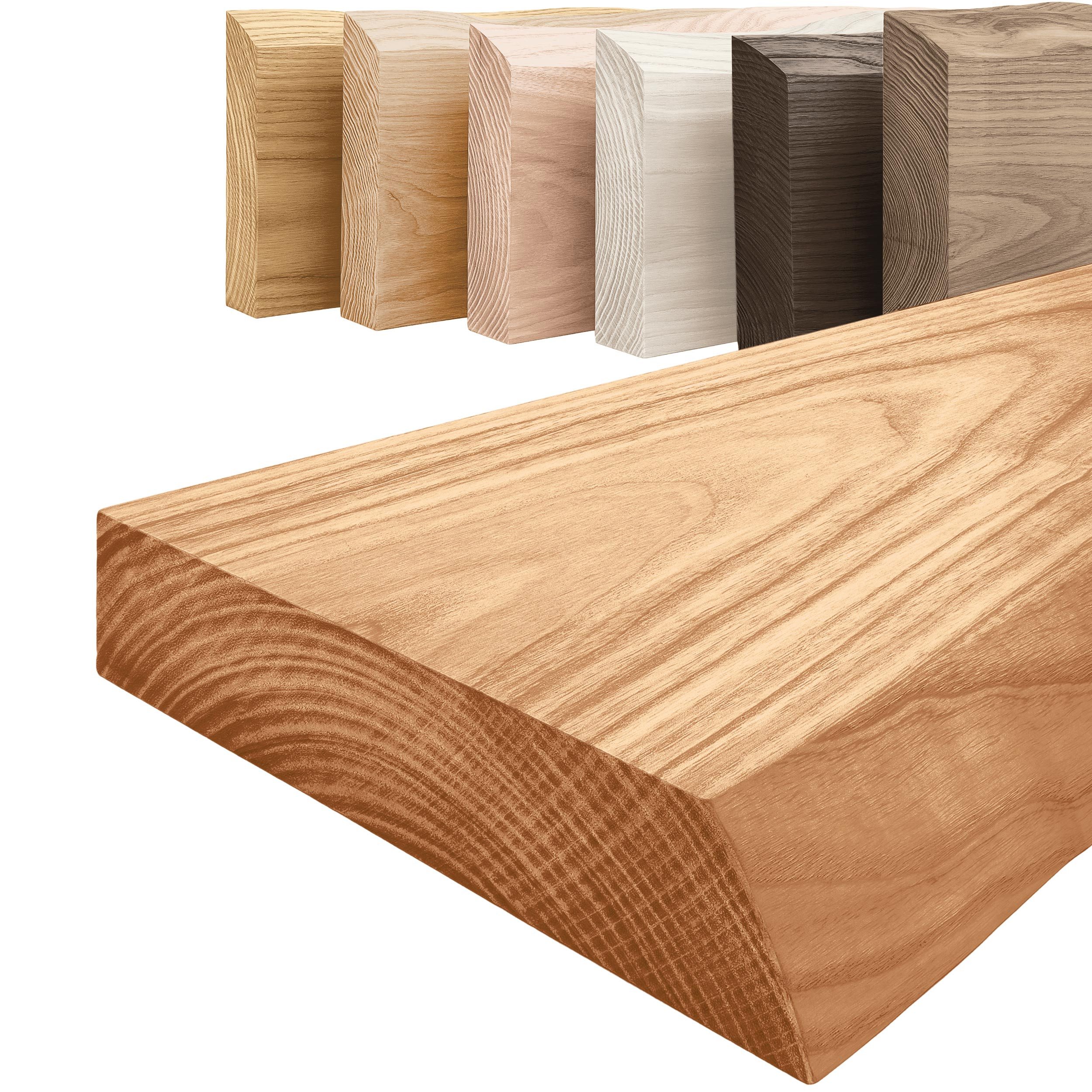 LAMO Manufaktur Wandregal Pure: ohne Montage Set 40 cm, Komplett-Set, 40mm stake Massivholzplatte
