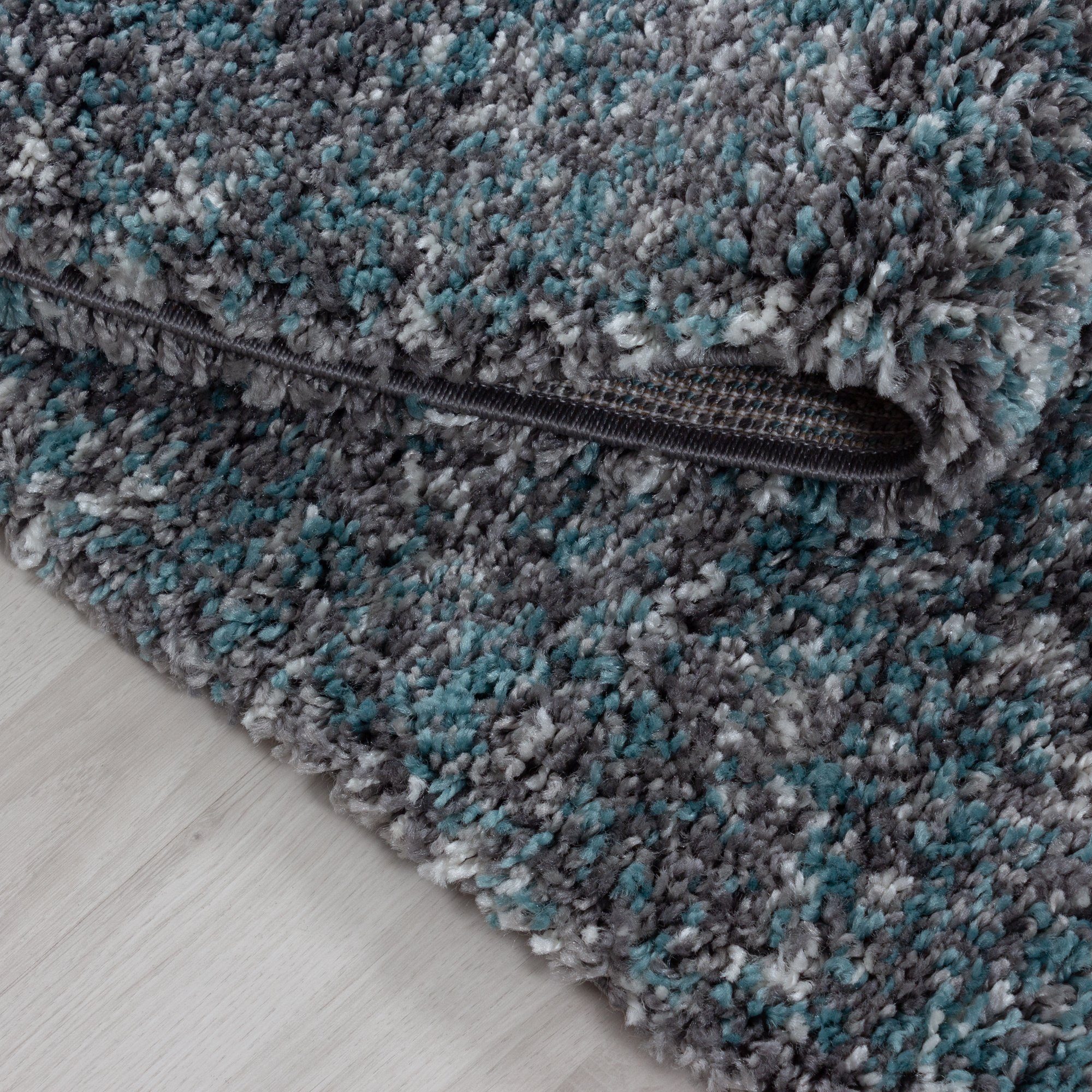 Teppich Blau 30 mm, Teppium, Meliert Teppich Wohnzimmer Rund, Höhe: Design,