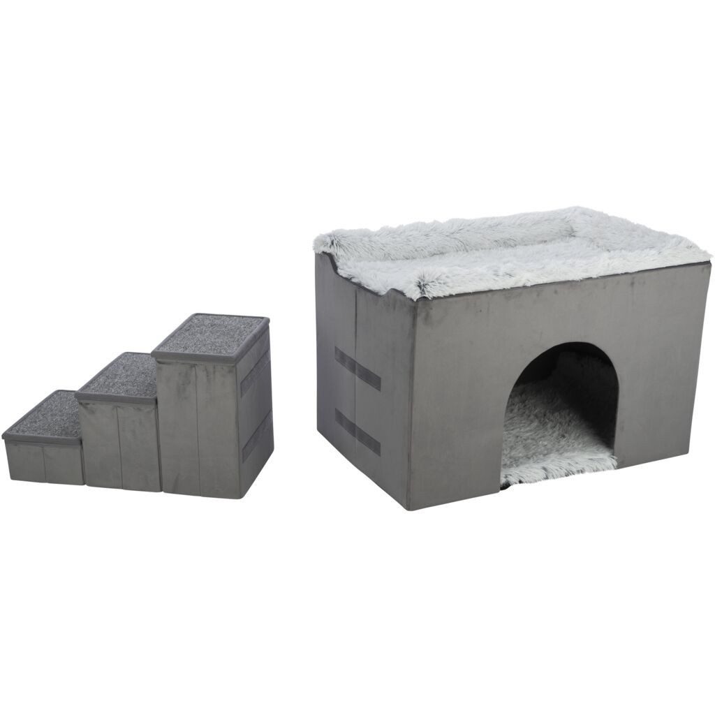 TRIXIE Tierhöhle Höhle Harvey mit Treppe - grau/weiß-schwarz - 154 × 60 × 60 cm