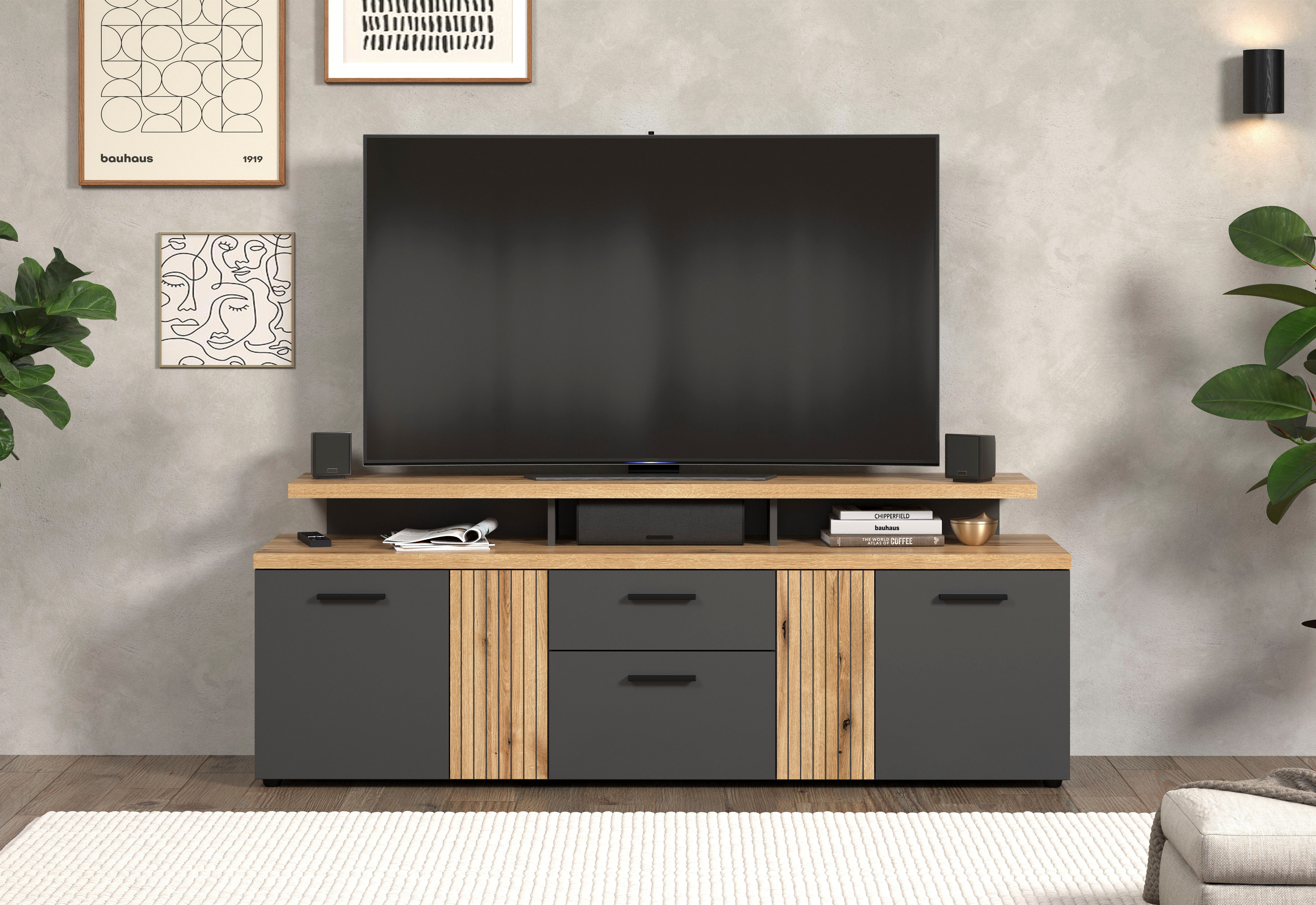 INOSIGN Lowboard Estepona (1 St), Lowboard mit 4 Türen, 1 Schubkasten, 1 Klappe - (B/T/H) 180/47/67 cm