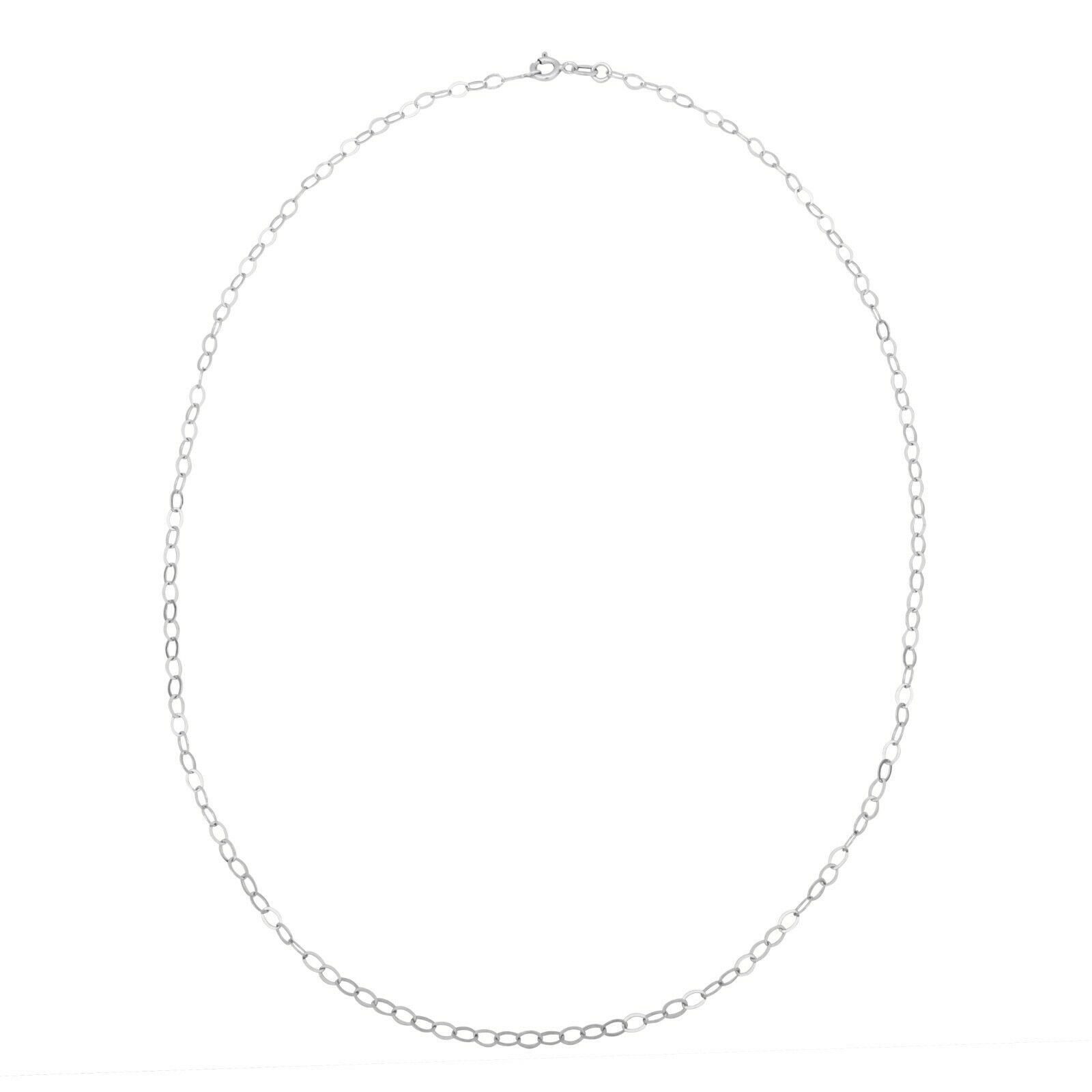 Tony Fein Silberkette Schlaufenkette 3mm 925er Silber Rhodiniert Massiv Hochglanzpoliert, Made in Italy für Damen und Herren