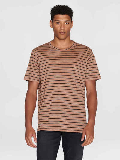 KnowledgeCotton Apparel T-Shirt Regular Linen Striped T-Shirt
