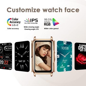 findtime Smartwatch (1,47 Zoll, Android, iOS), mit Diamant Modische Designer Stylische Herzfrequenz Schlafüberwachung