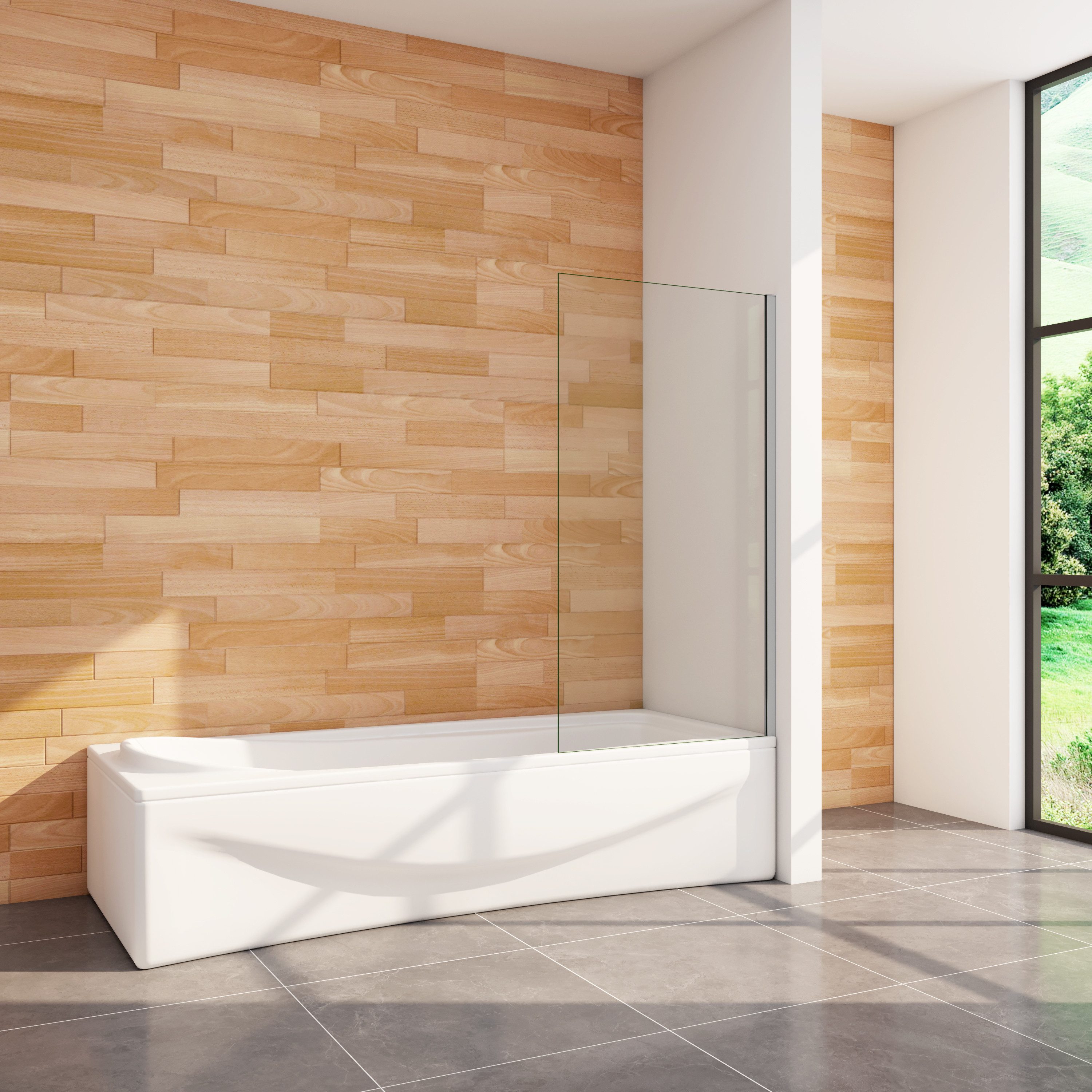 AICA Badewannenaufsatz 6mm Sicherheitsglas Duschkabine Duschtrennwand Glaswand Klarglas, Einscheibensicherheitsglas, Sicherheitsglas