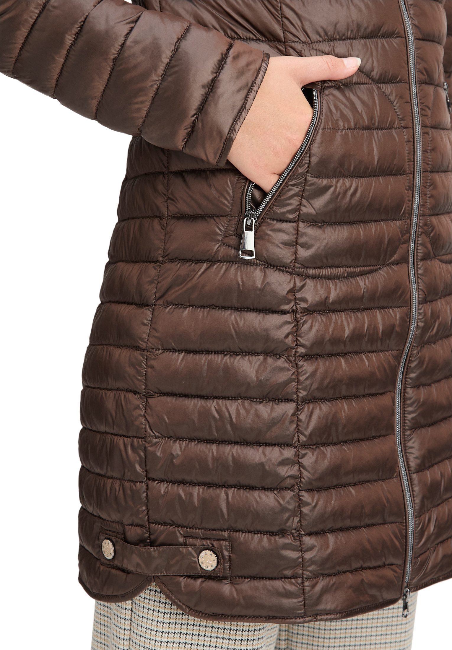 Cartoon Steppjacke Damen mit Reißverschlusstaschen