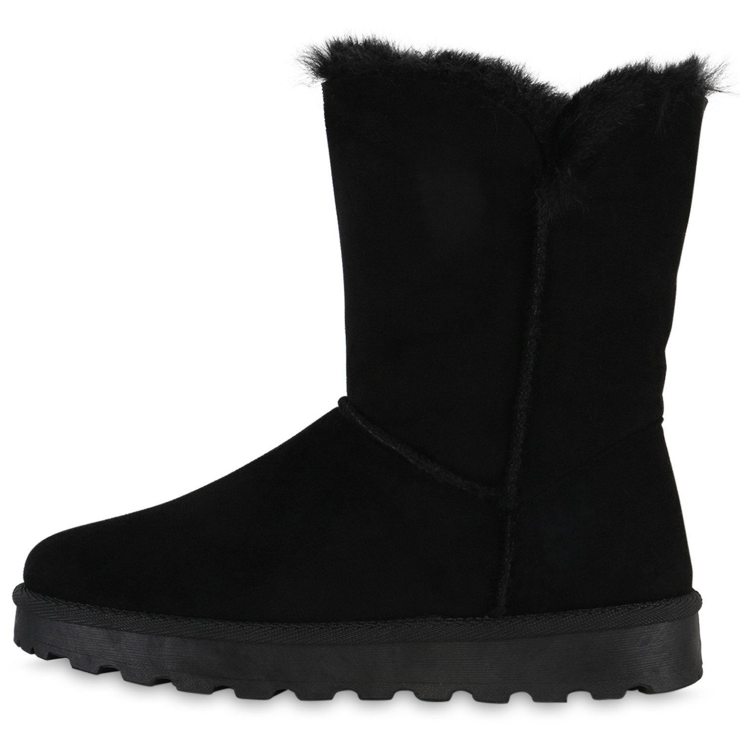 VAN HILL 839666 Winterstiefelette Damen Warm Gefütterte Winter Boots Stiefeletten Kunstfell