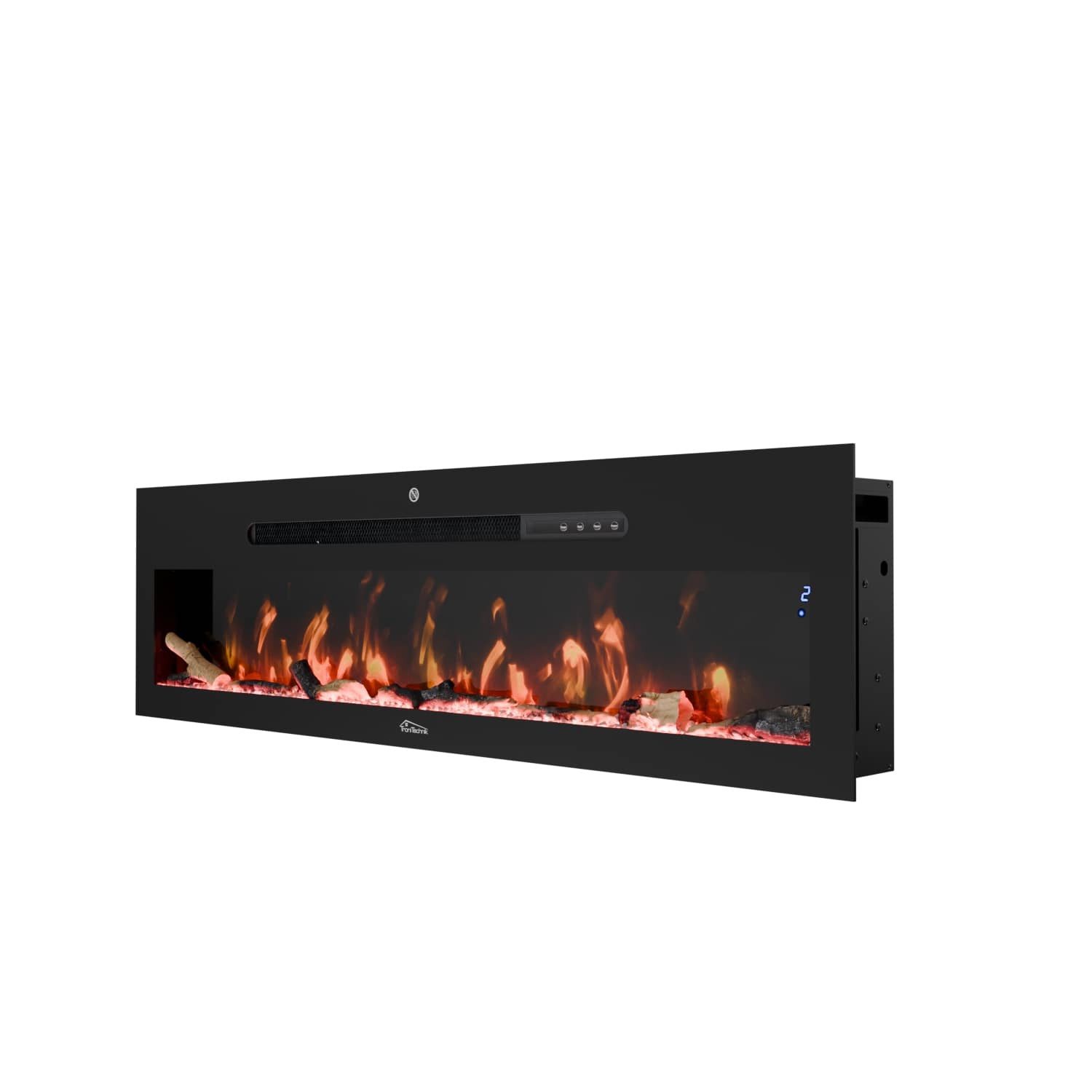 TroniTechnik Elektrokamin Wandkamin elektrisch 900/1800W, LED Flammeneffekt, App, Timer, schwarz, Elegant, platzsparend, dekorativ nutzbar, smart steuerbar, zuverlässig