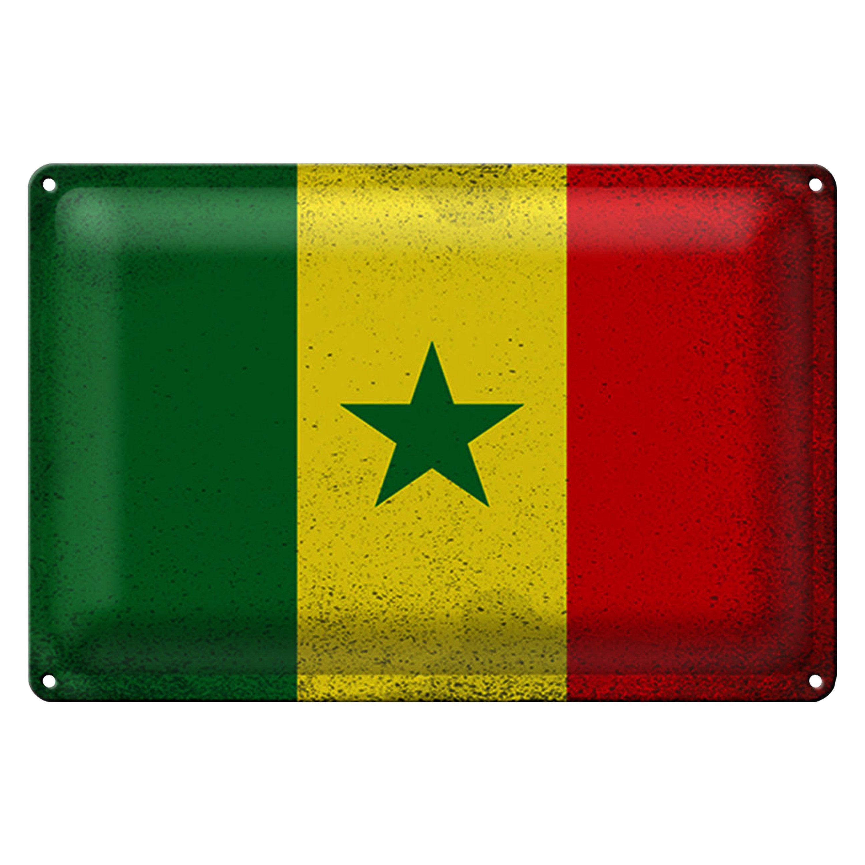 Metallschild Flagge Senegal 18x12cm Flag of Senegal Vintage