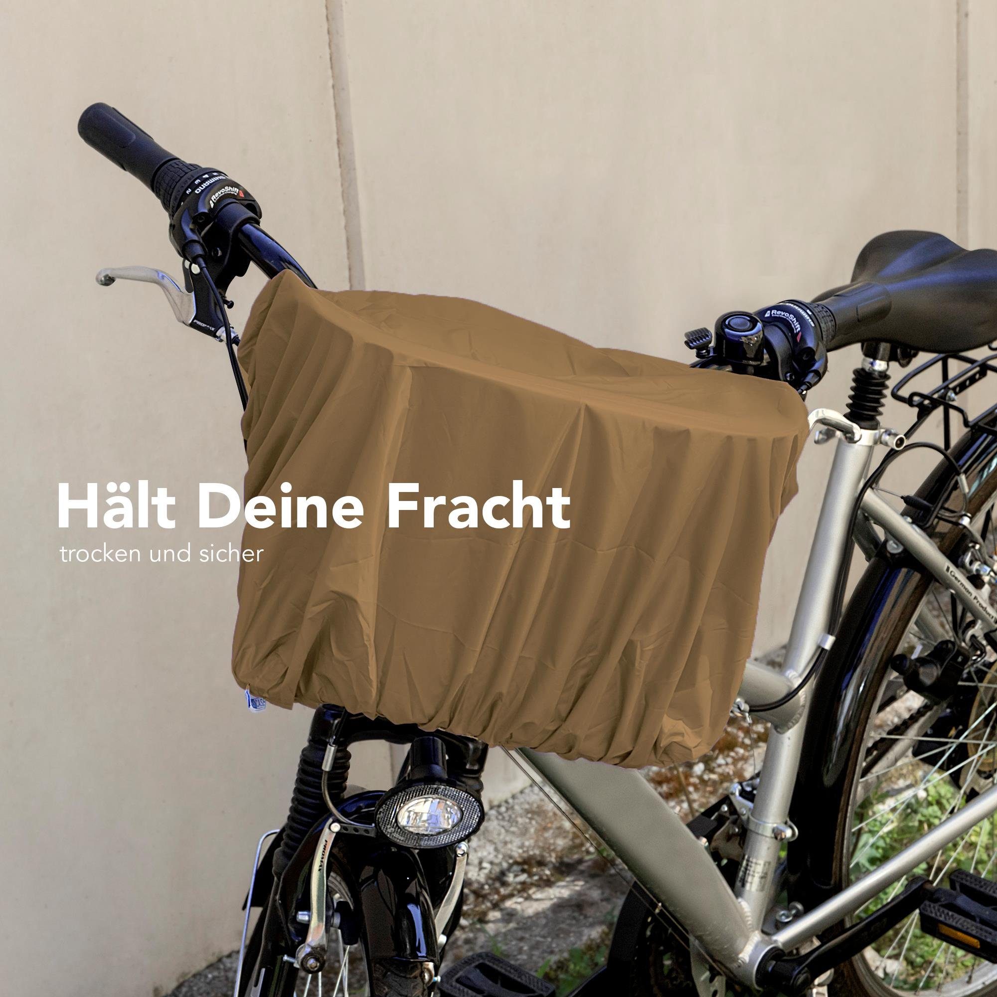 EAZY Regenschutz Korbschutz Regenschutzhaube elastisch Fahrradkorb Braun Regen Überzug Universal wasserdicht Korb, für CASE