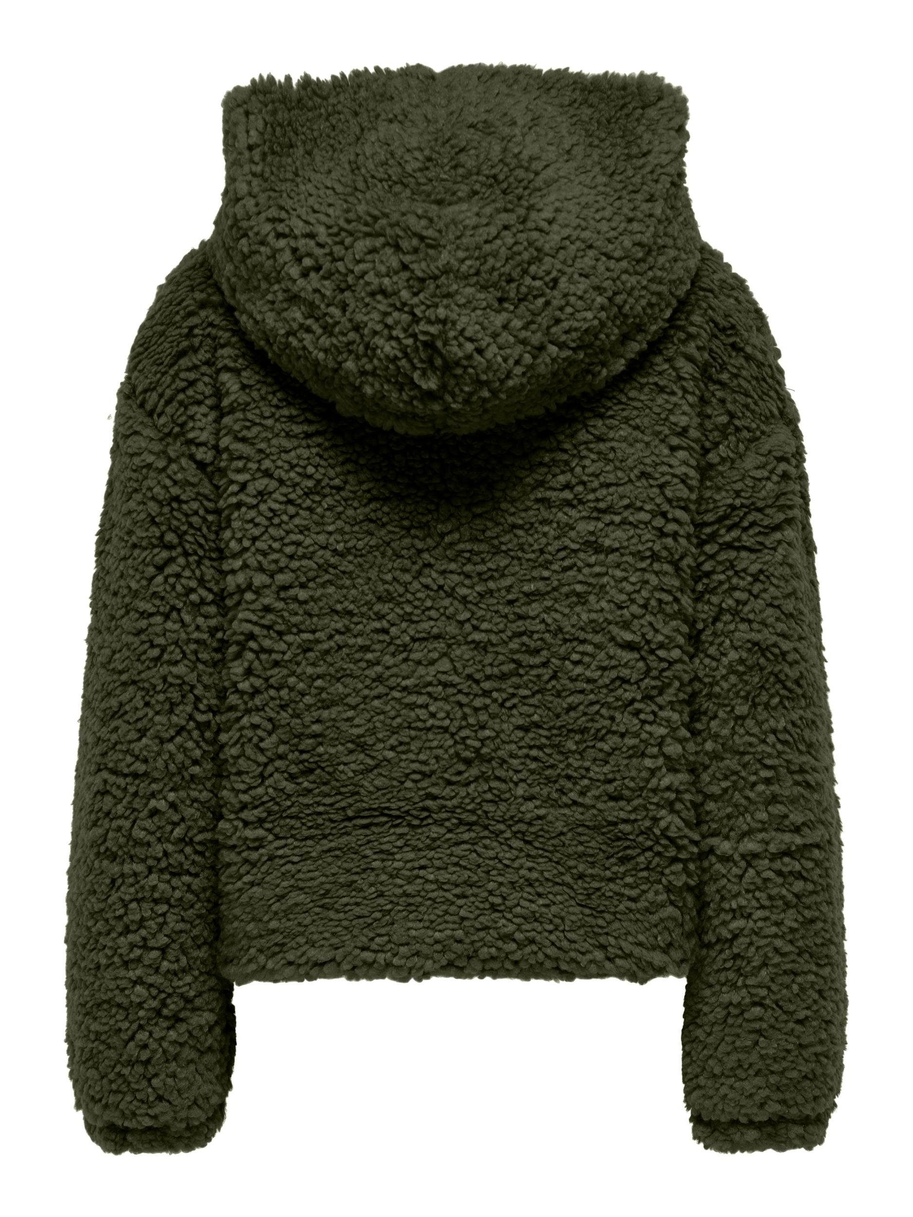 ONLY SHERPA ONLELLIE HOODED Night OTW Kapuzenplüschjacke JACKET CC Olive