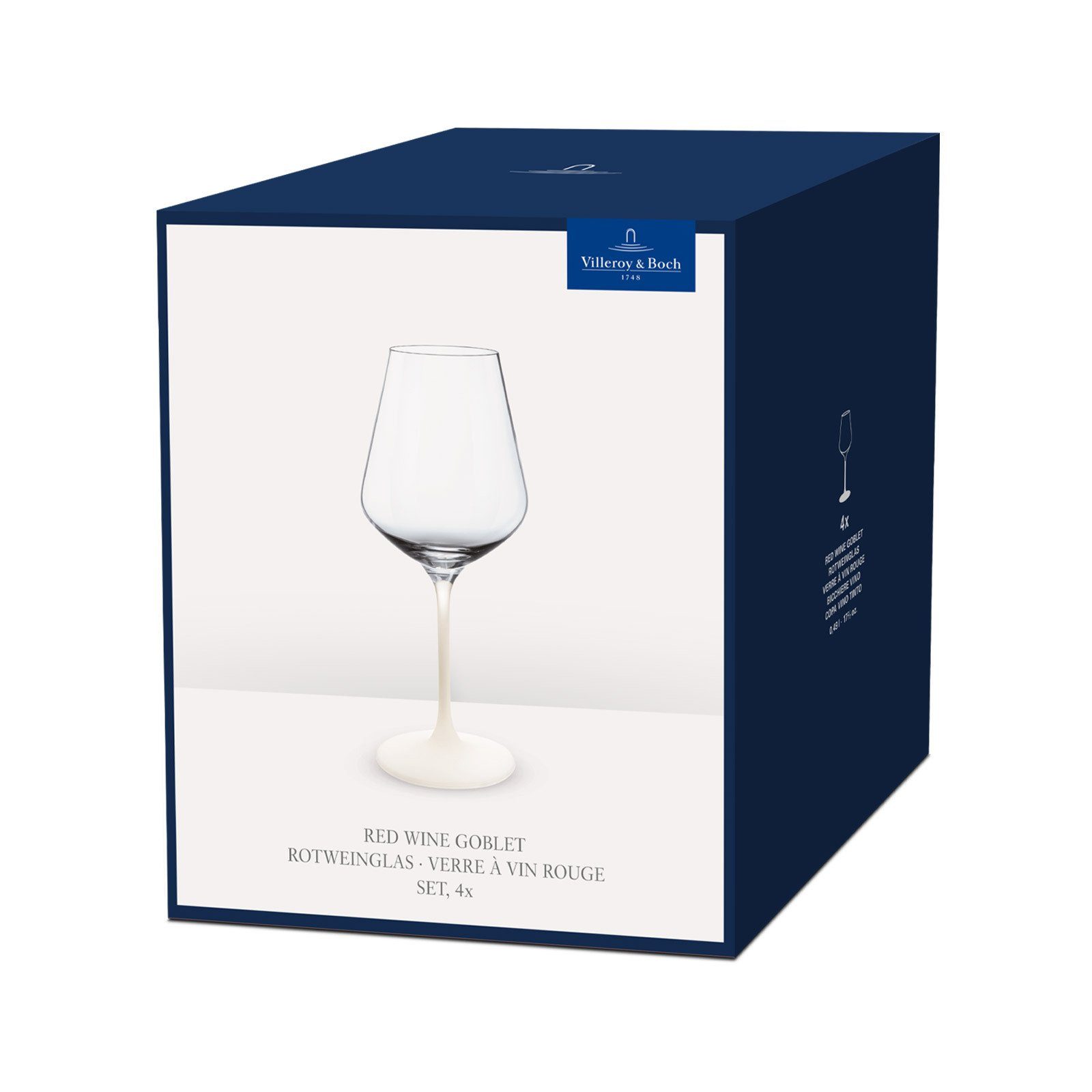 Villeroy & Boch Rotweinglas Manufacture Rock Rotweingläser 470 ml 4er Set, 4-tlg., Glas