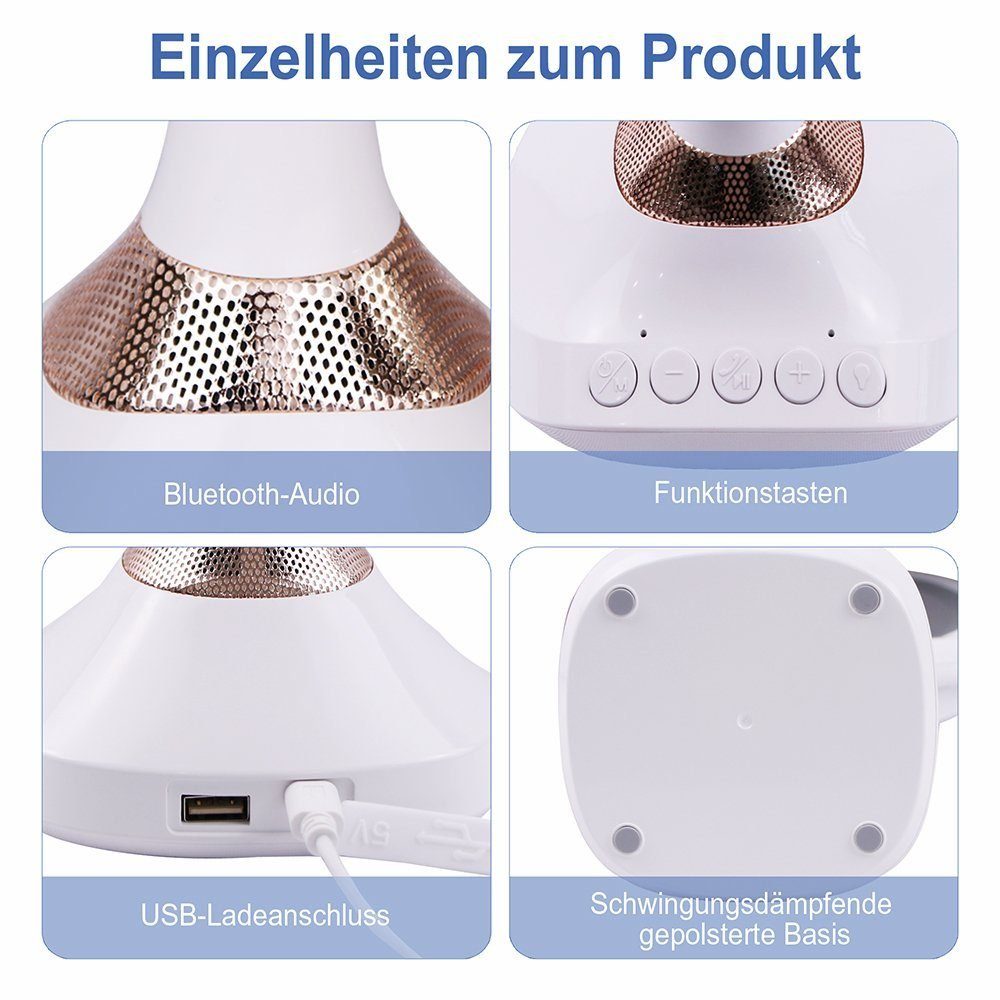 Melko Handy und Badezimmer Premium), Beleuchtung Rasierspiegel Schminkspiegel LED 5-fach mit (Stück, Beleuchtet Kosmetikspiegel Schminkspiegel Bluetoothlautsprecher 1- Tischspiegel Bluetoothlautsprecher 1-St., Vergrößerung