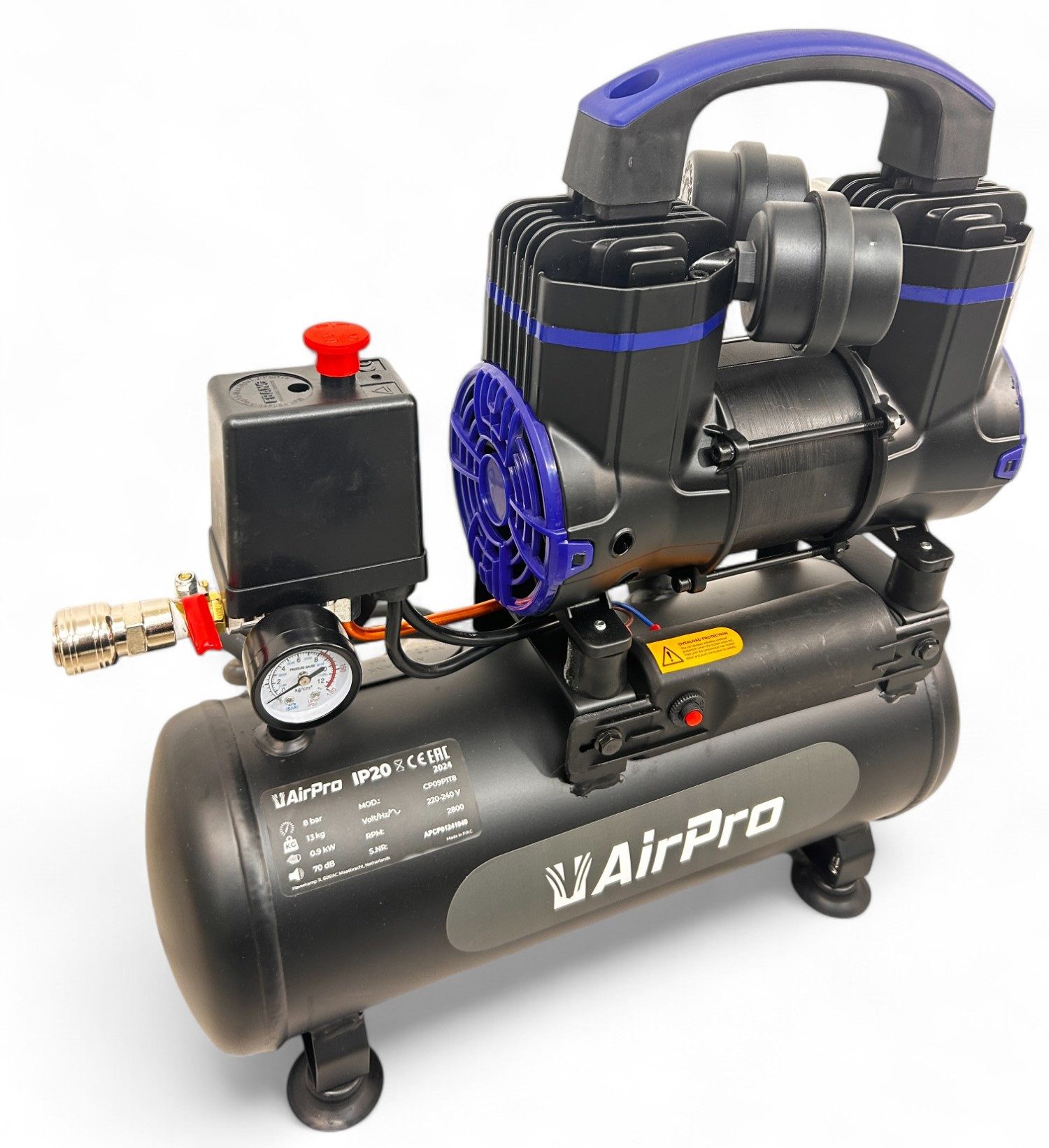 DeTec. Kompressor Ölfreier Luftkompressor 8L – Geräuscharmer Kompressor 1,2 PS, 900 W, Wartungsfrei & Kompakt