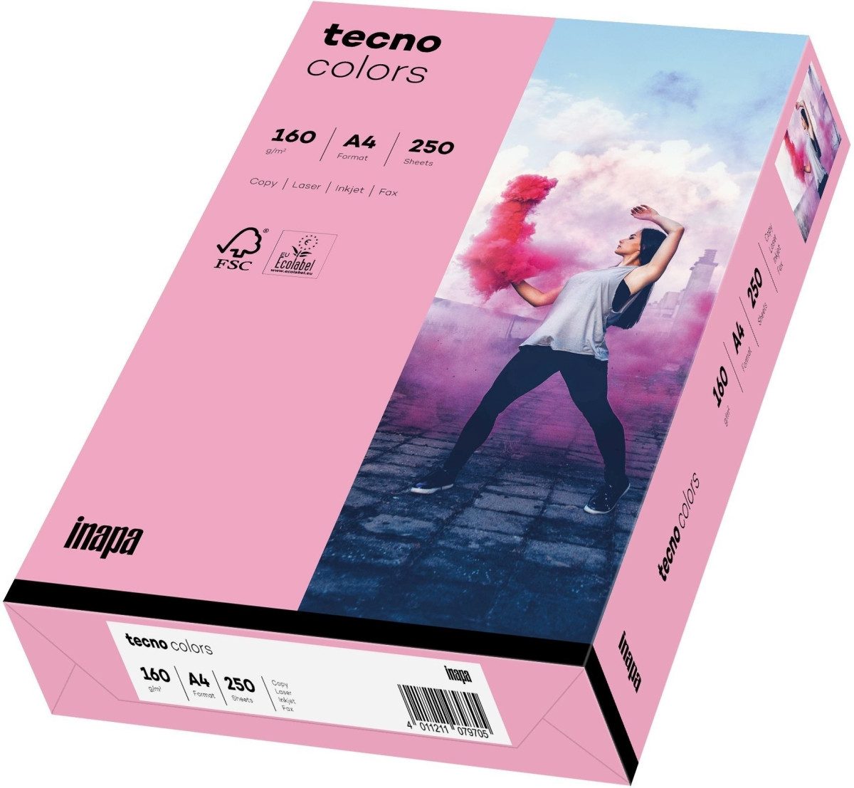 INAPA Kopierpapier Multifunktionspapier tecno colors A4 160 g/qm VE=250 Blatt rosa