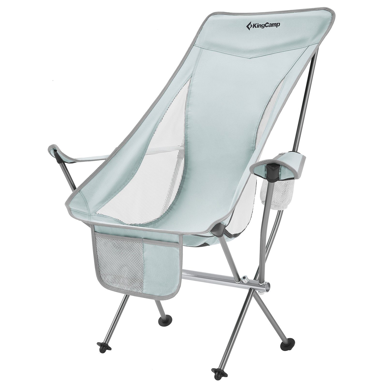 KingCamp Campingstuhl Campingstuhl Cataby Deluxe Klappstuhl, Strand Stuhl Faltbar Alu 120 kg Light Grey