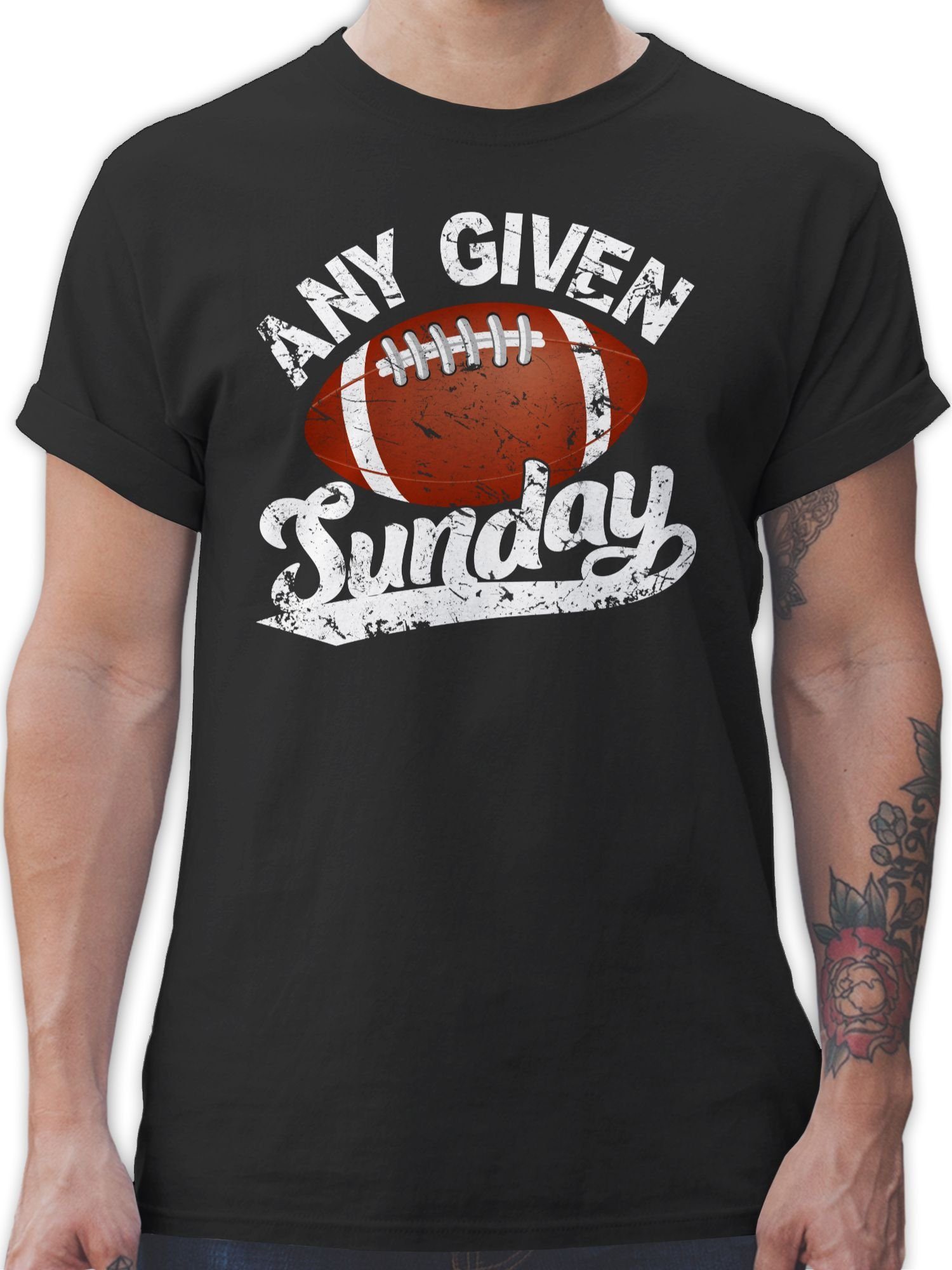 Shirtracer T-Shirt Any given Sunday mit Football weiß American Football NFL 01 Schwarz