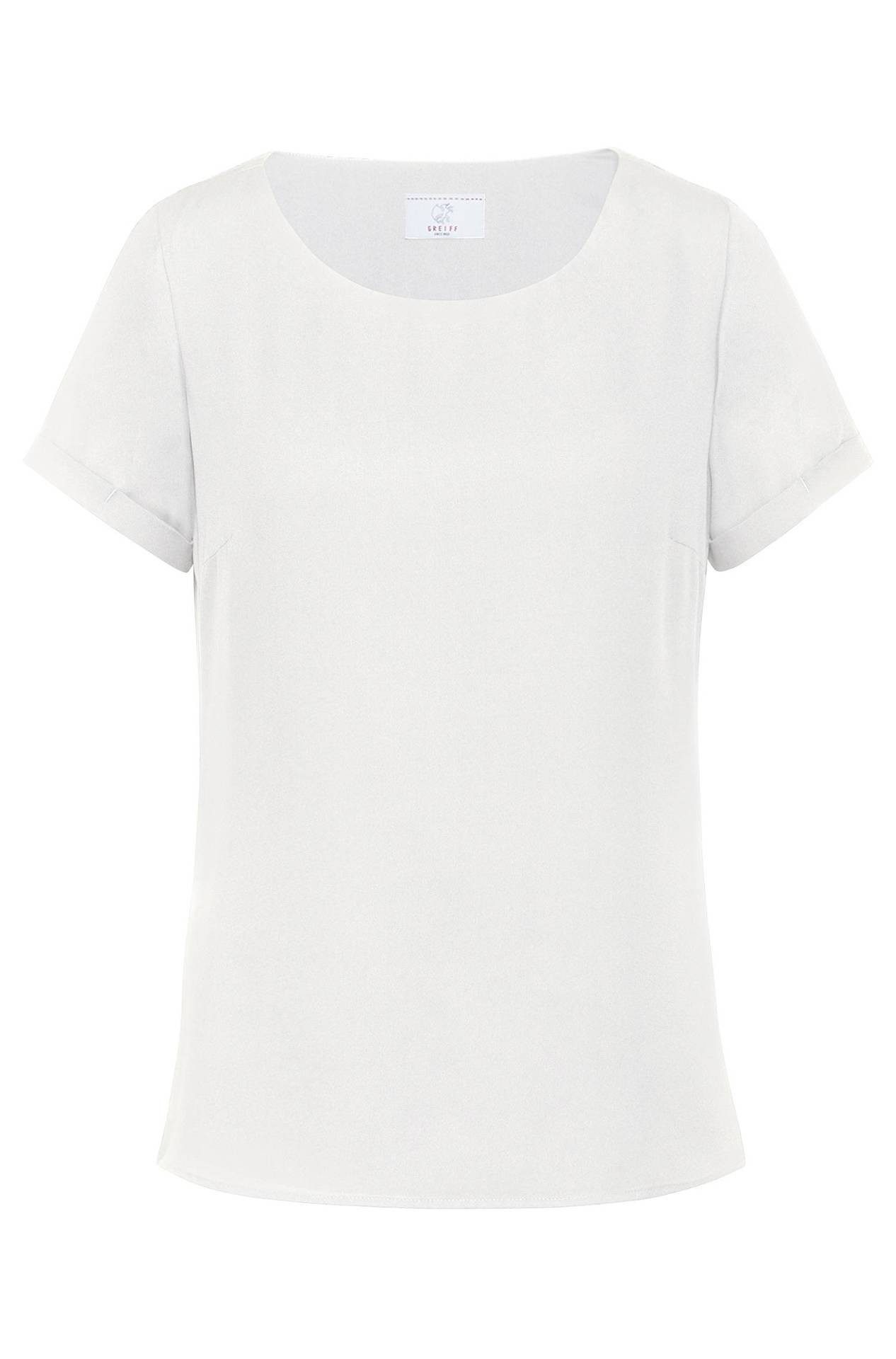 GREIFF Kurzarmbluse Greiff CHIFFON Damen Bluse Kurzarm Rundhals Regular Weiß