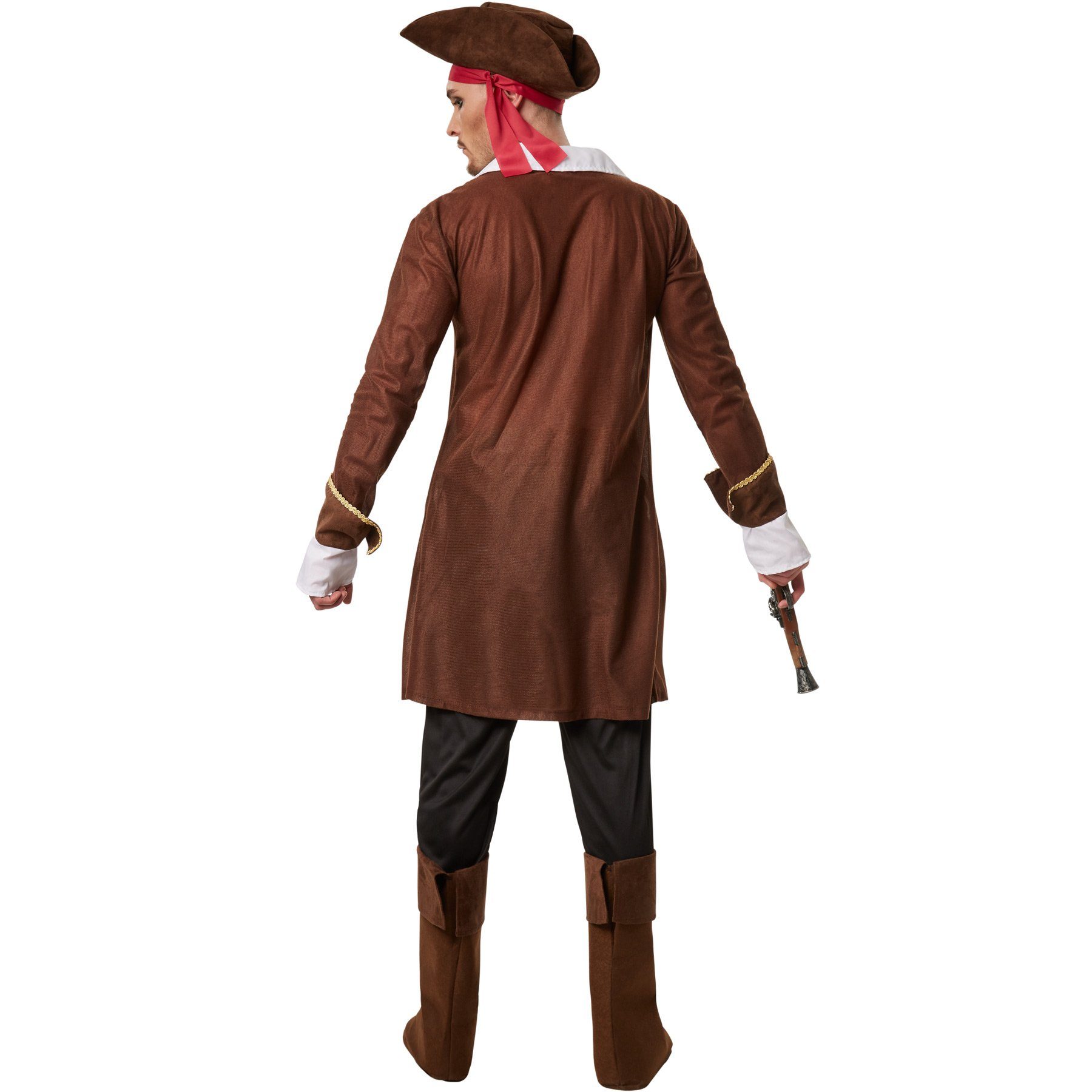 dressforfun Piraten-Kostüm Seeräuber, auch Freibeuter, Gr. L, Hemd mit V-Kragen zum Schnüren, in braun, Lange Hose mit Gummizug und großzügige Stiefelstulpen