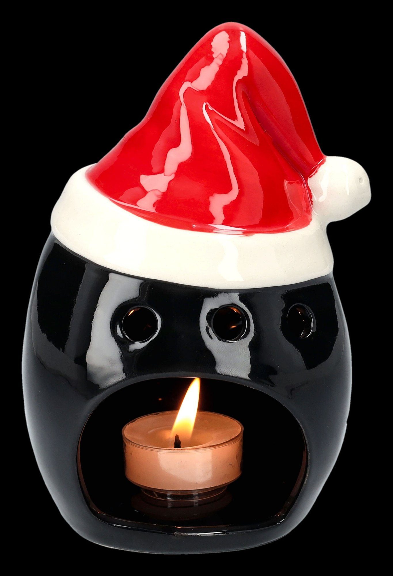 Figuren Shop GmbH Teelichthalter Teelichthalter - Totenkopf Weihnachtsmann - Weihnachtsdeko