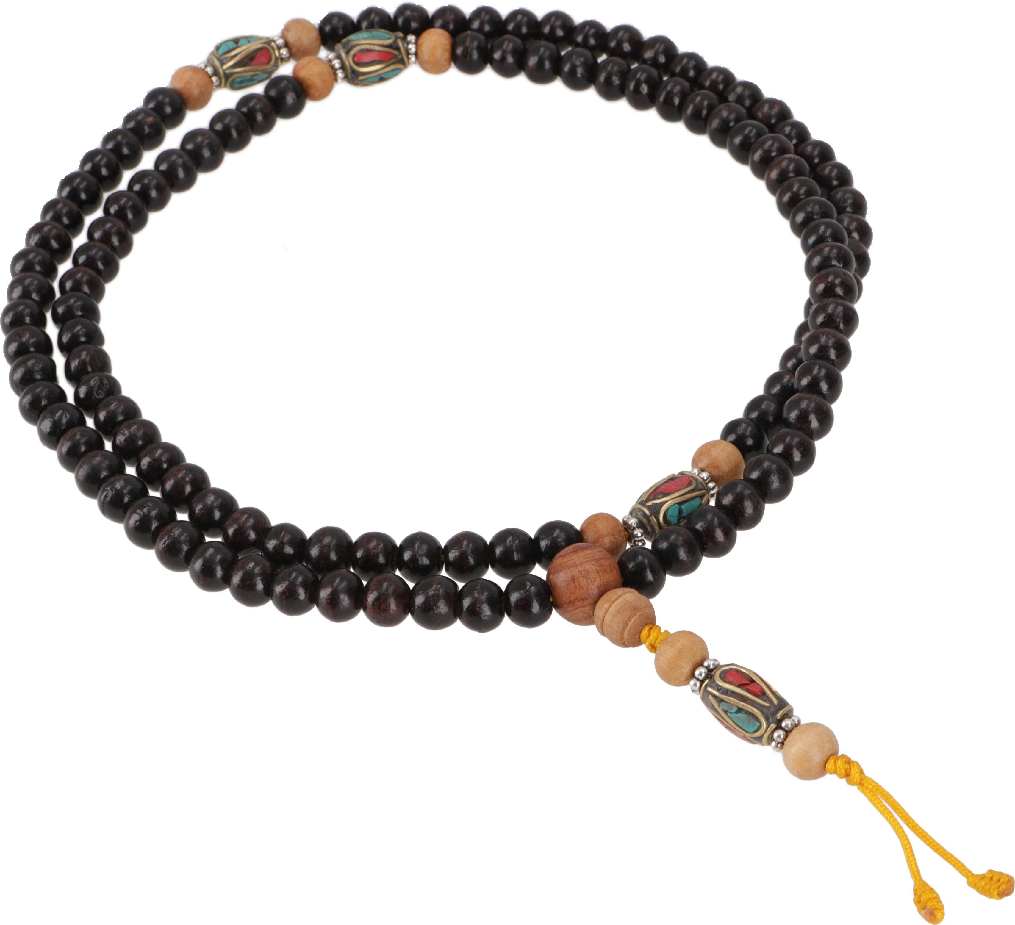 Perlenkette Tibetische Mala, Gebetskette mit Holzperlen -..