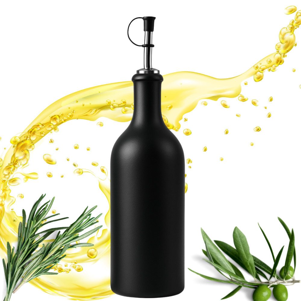 Ölspender Ölflasche Keramik 500 ml mit Edelstahlausgießer aus Steingut