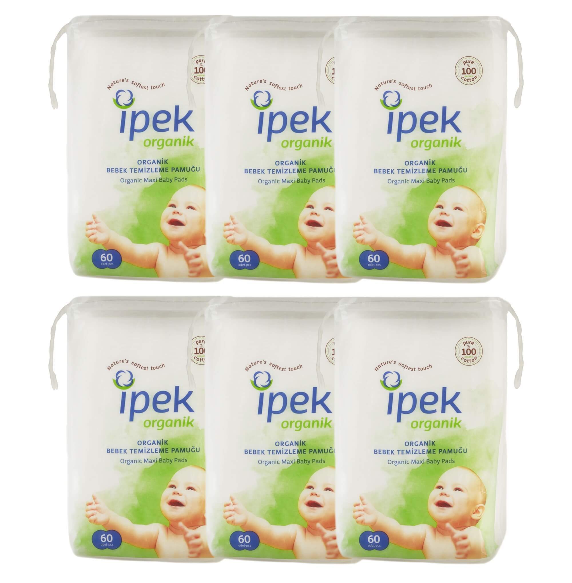 İpek Ipek Organische Maxi Baby Wattepads – 360 Stück(6x60) Hygienemittel