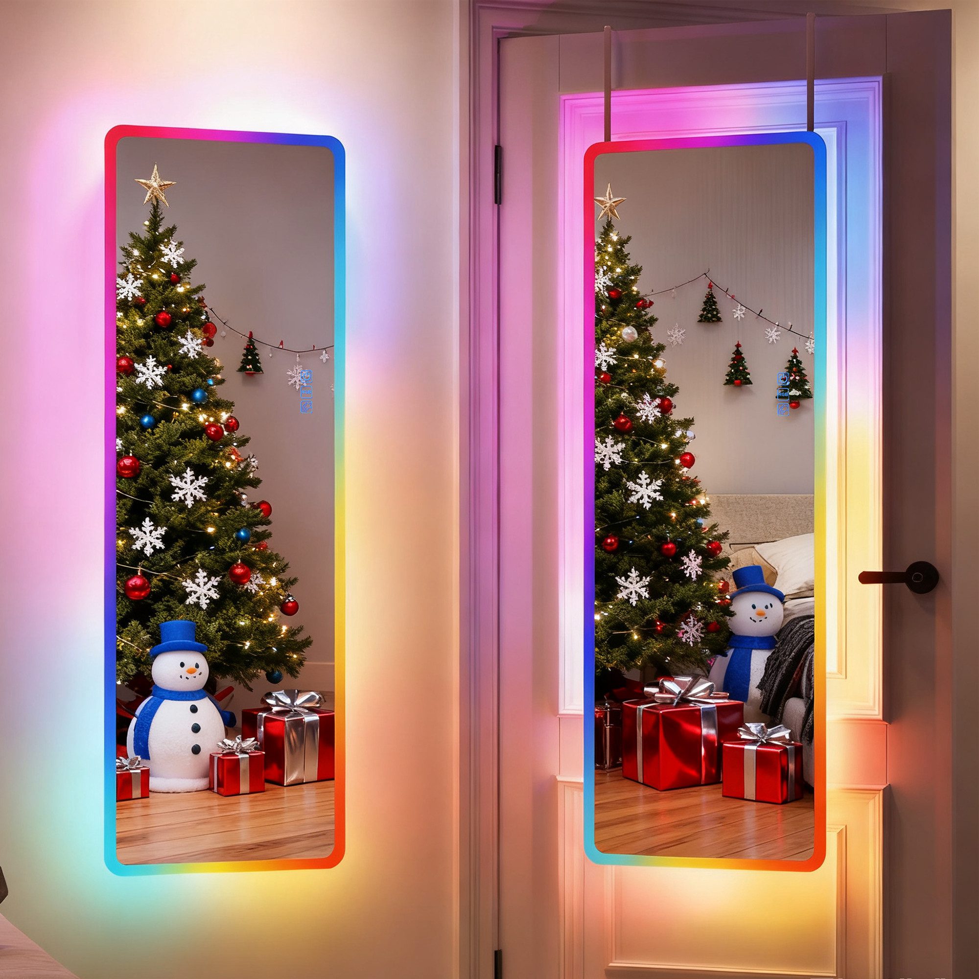 LVSOMT Ganzkörperspiegel 120x40cm Ganzkörperspiegel mit Licht RGB Tür/Wand günstig online kaufen