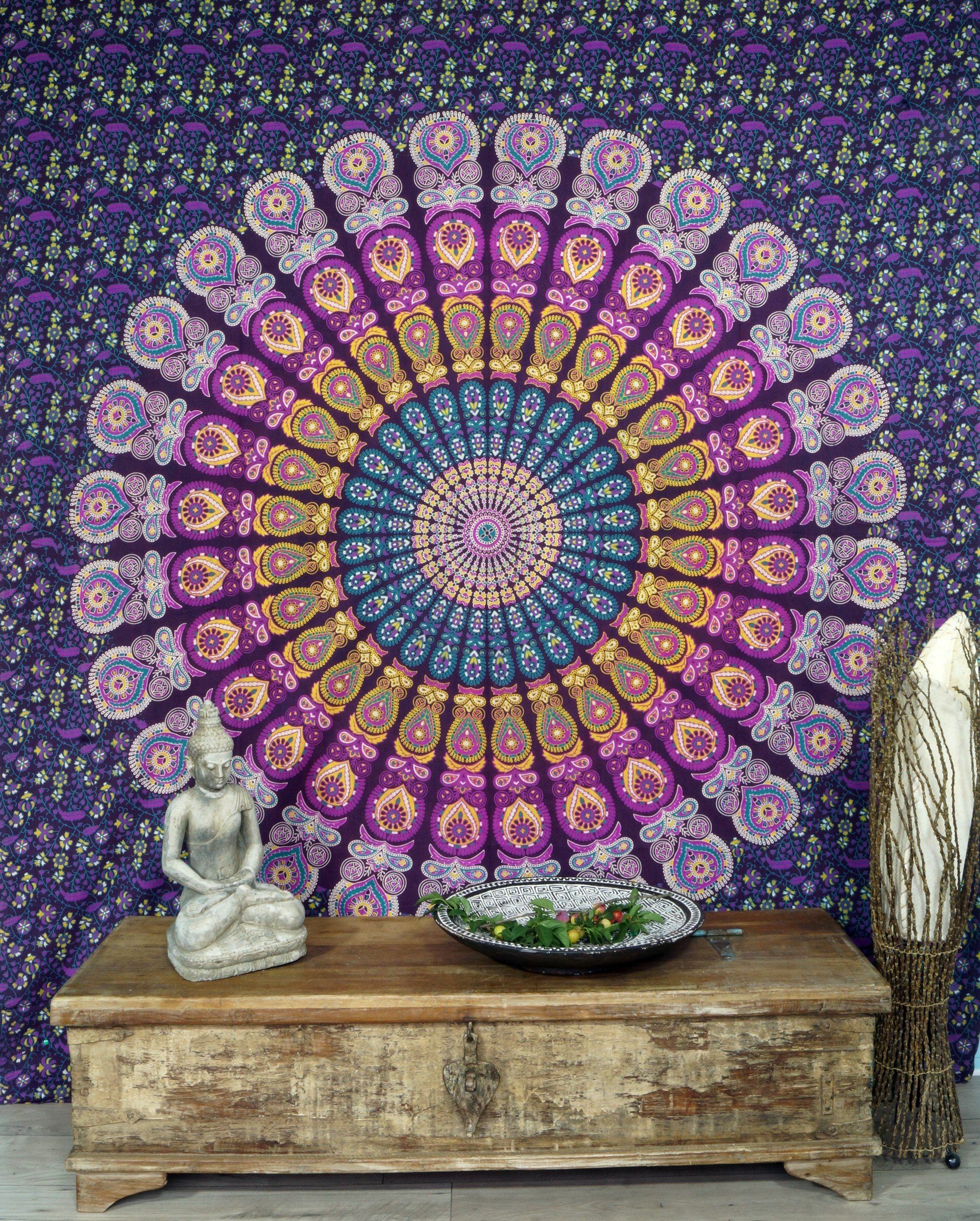 Tagesdecke.., Boho-Style indische Wandbehang, Tagesdecke Guru-Shop