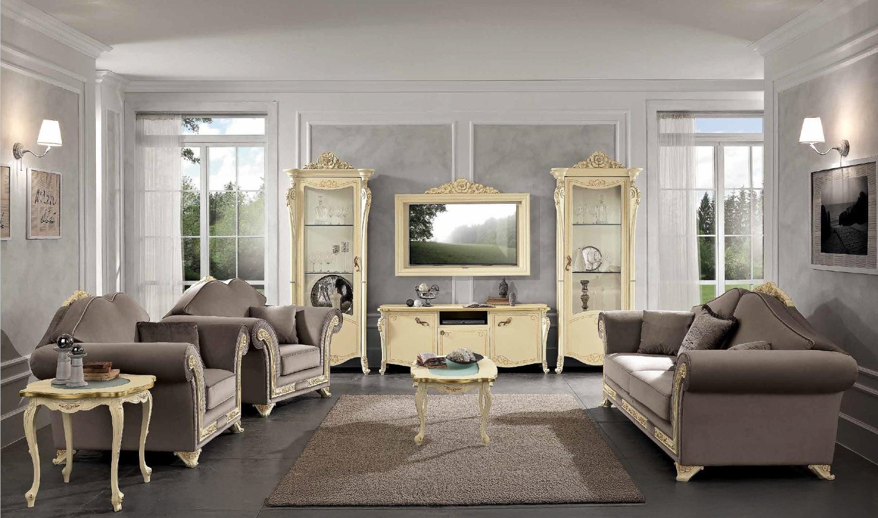 Xlmoebel Polstergarnitur Elegante Sofagarnitur aus Holz im italienischen Design, (Beistelltisch), Hergestellt in Europa